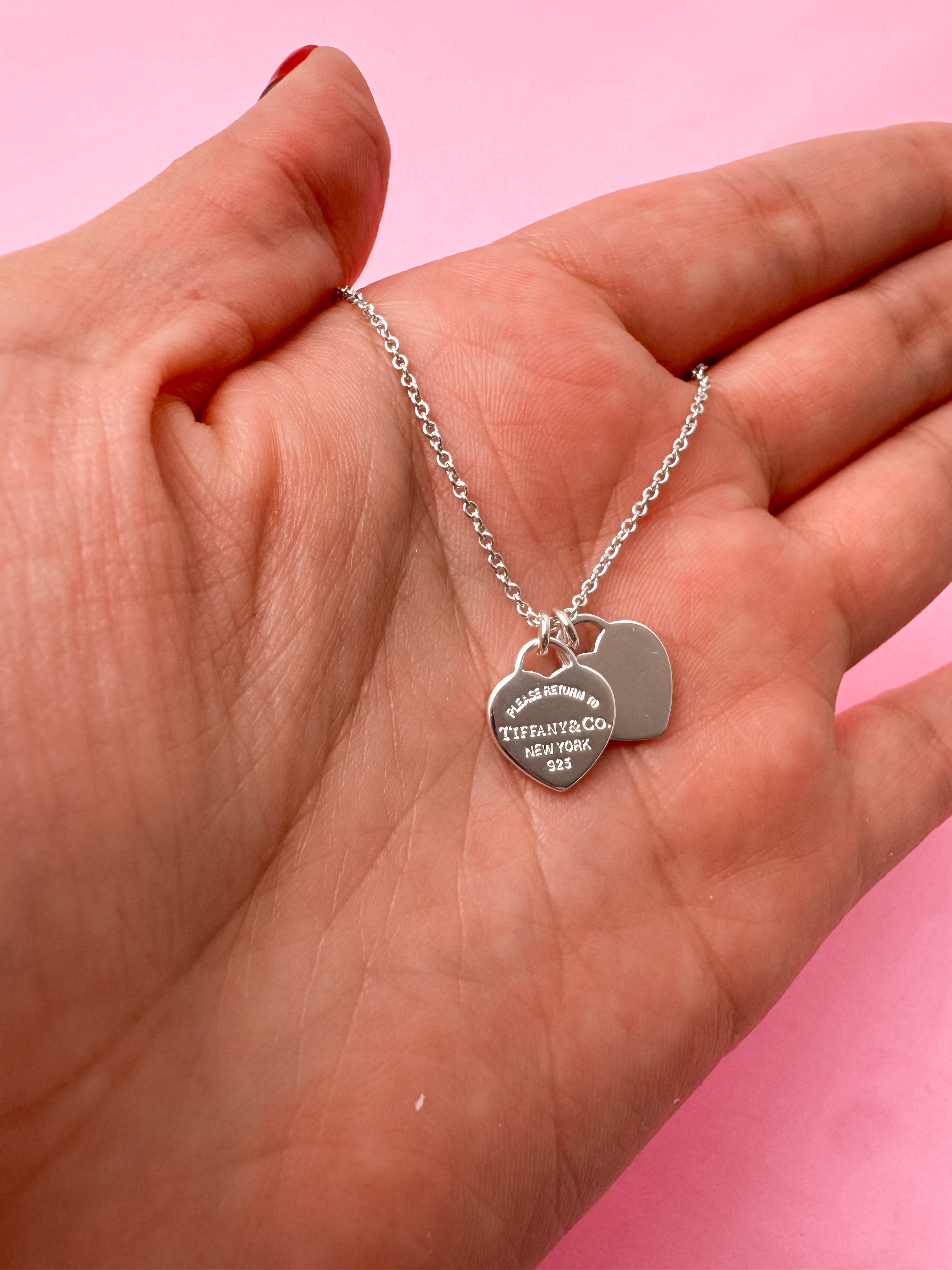 Collar Tiff plata dos corazones