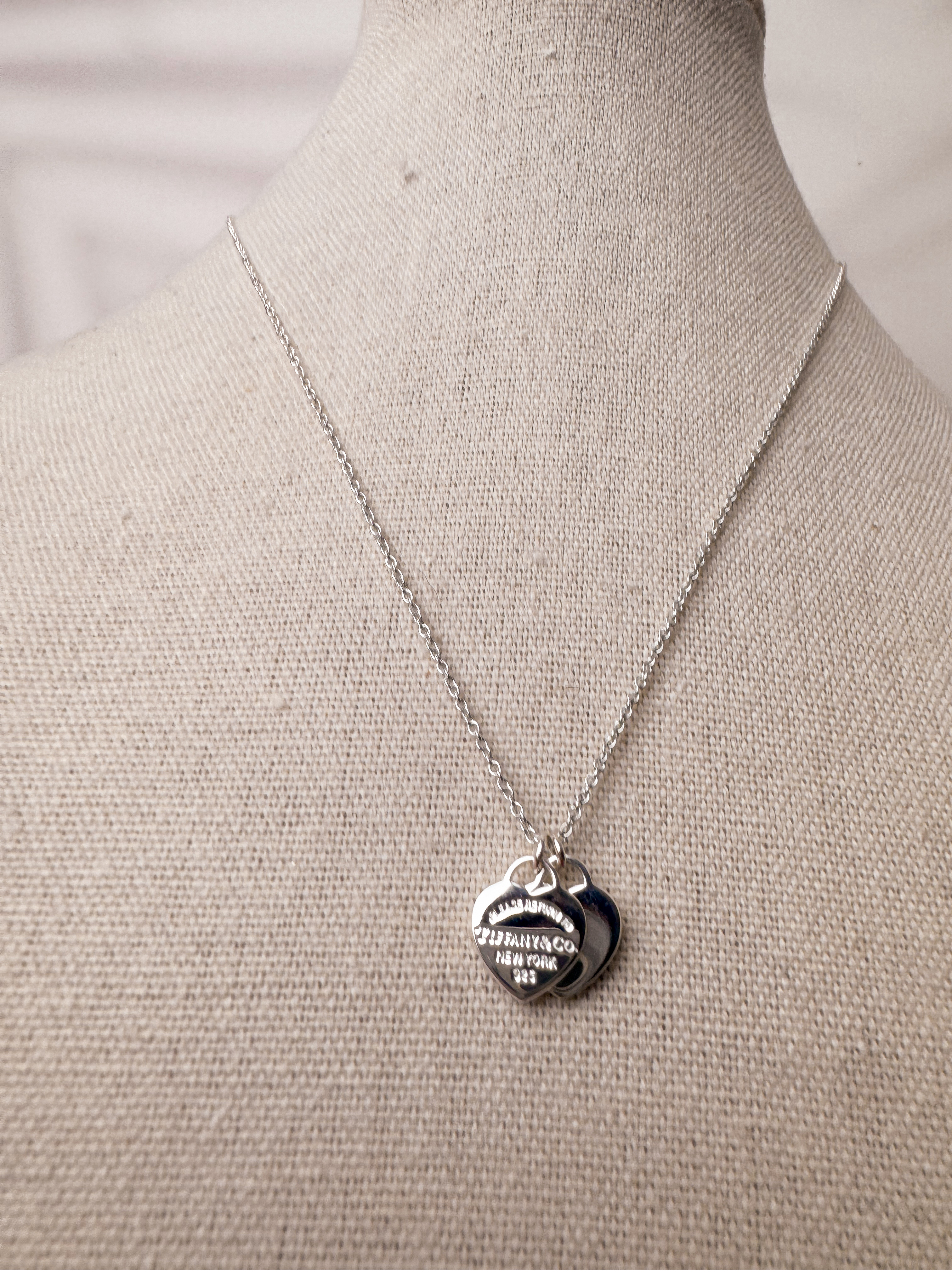 Collar Tiff plata dos corazones