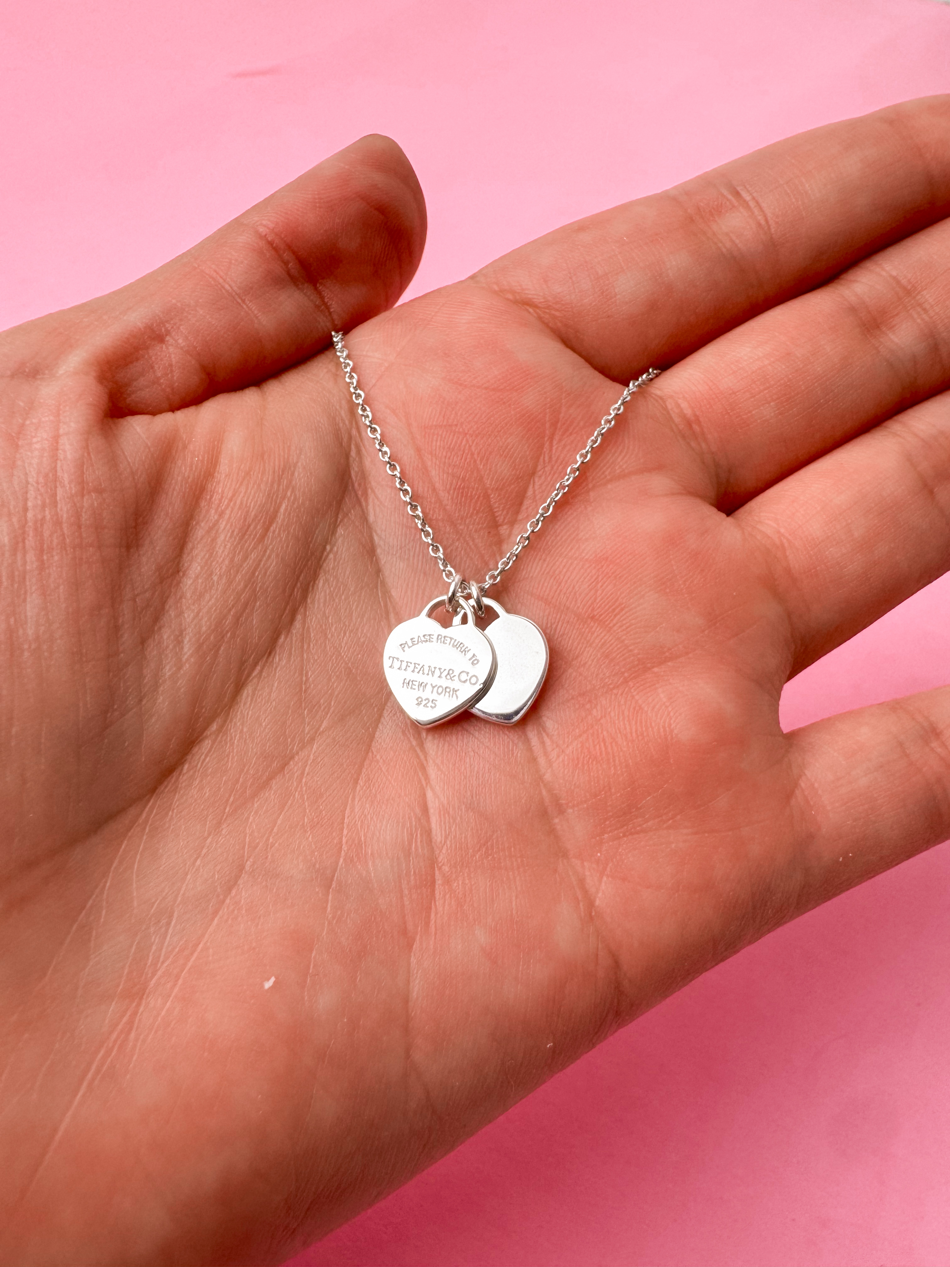 Collar Tiff plata dos corazones