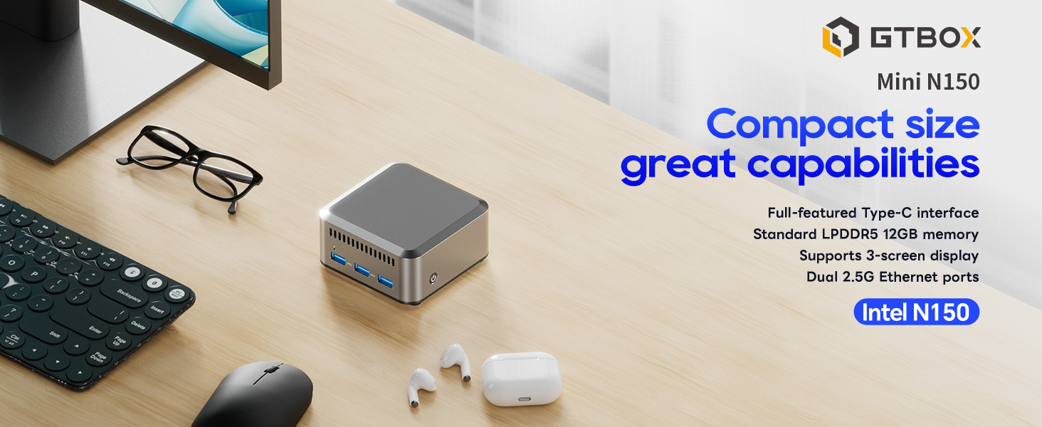 GTBOX MINI N150 Intel 12th Gen N150 Processor 12GB RAM + 512GB SSD WINDOW 11 PRO