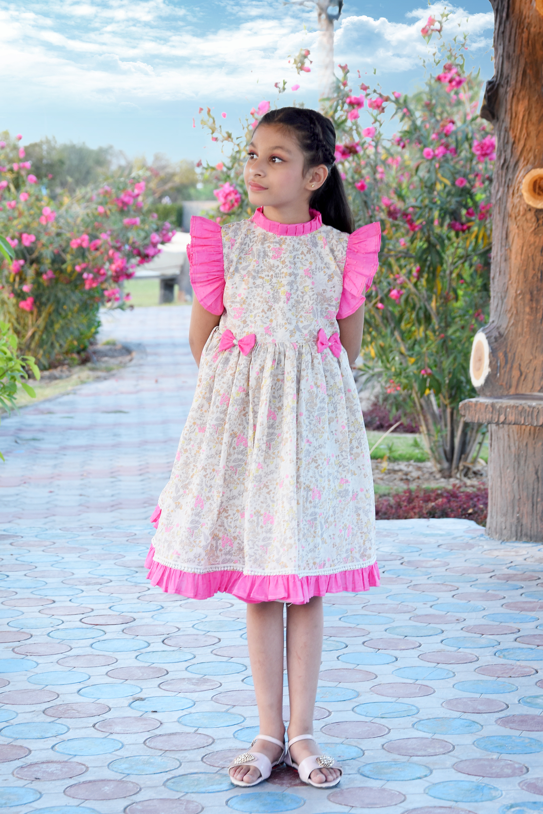 Girls Floral Ruffle Dress