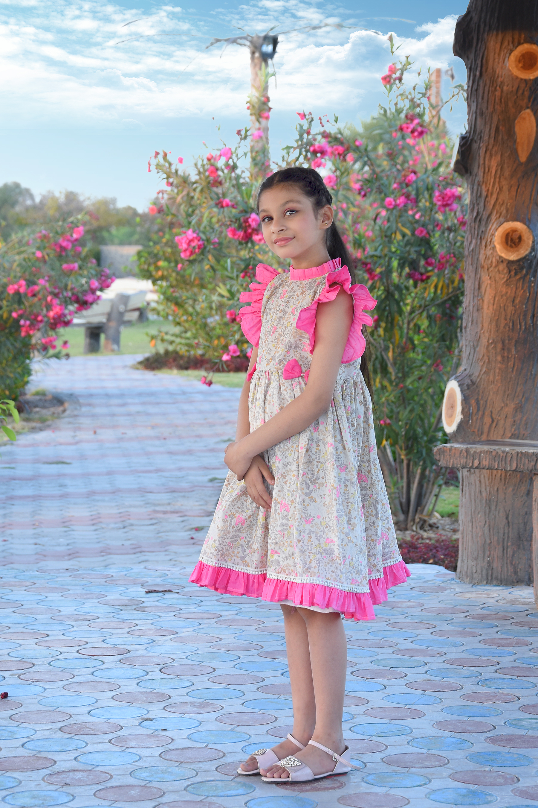 Girls Floral Ruffle Dress