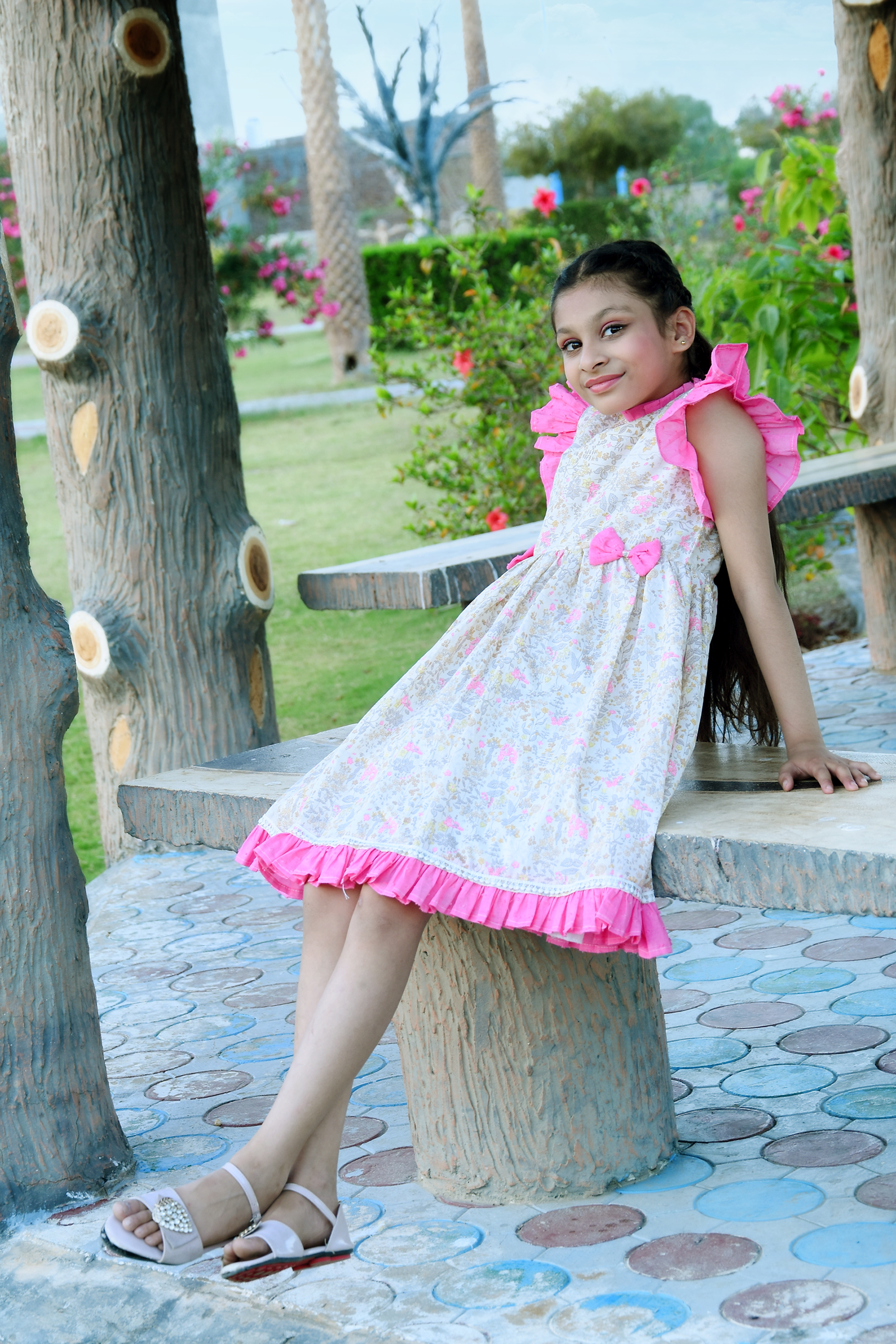 Girls Floral Ruffle Dress