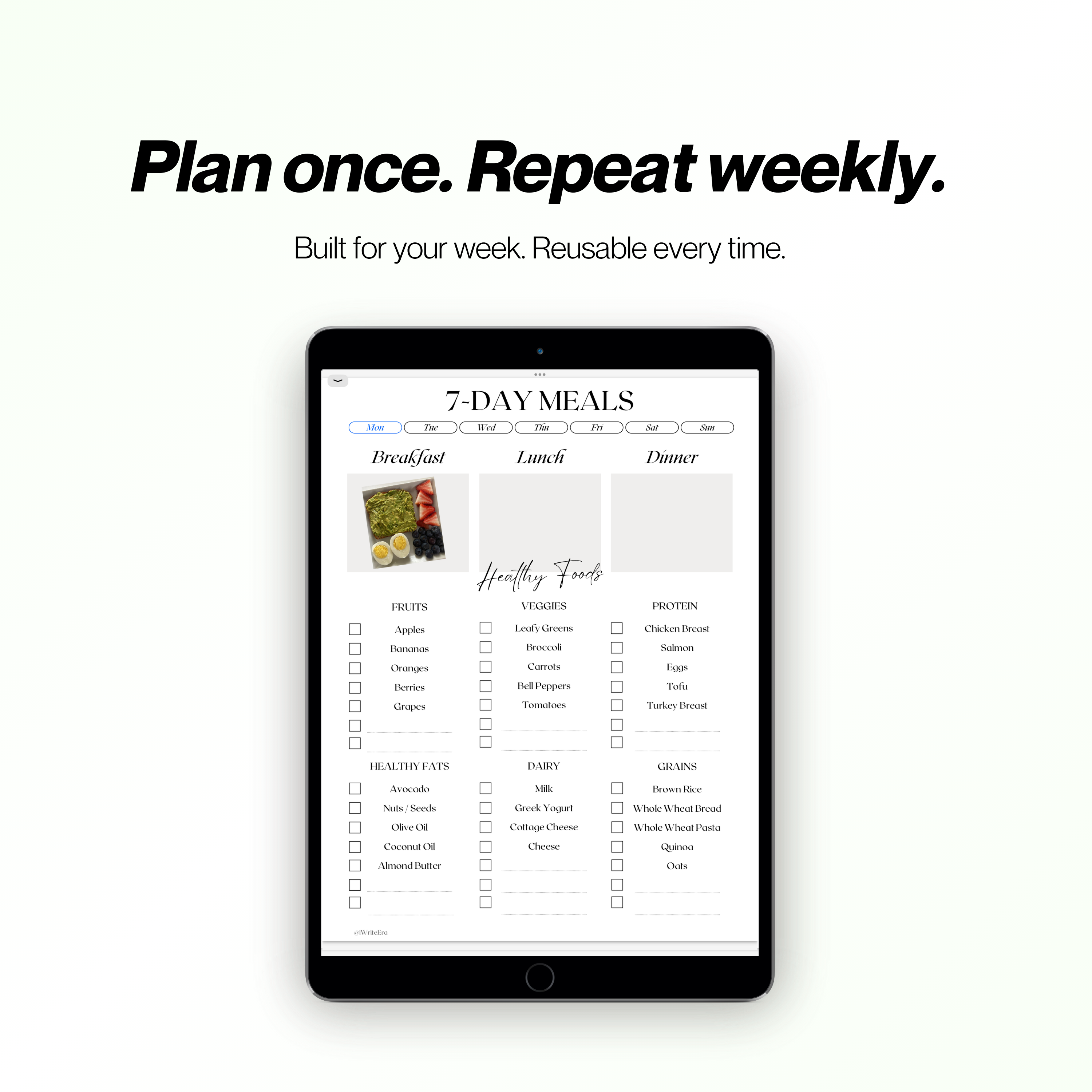Easy 7-Day Meal Tracker