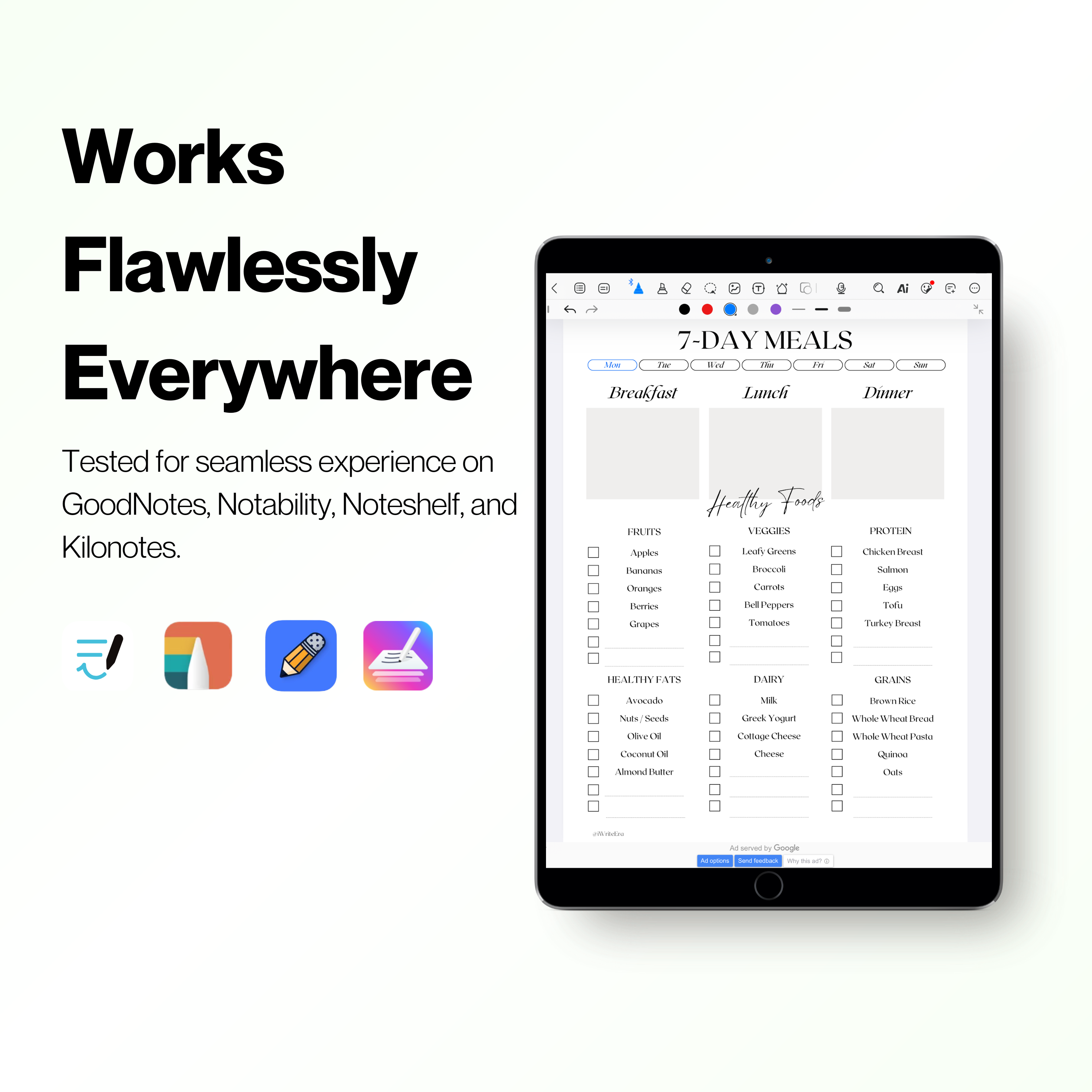 Easy 7-Day Meal Tracker