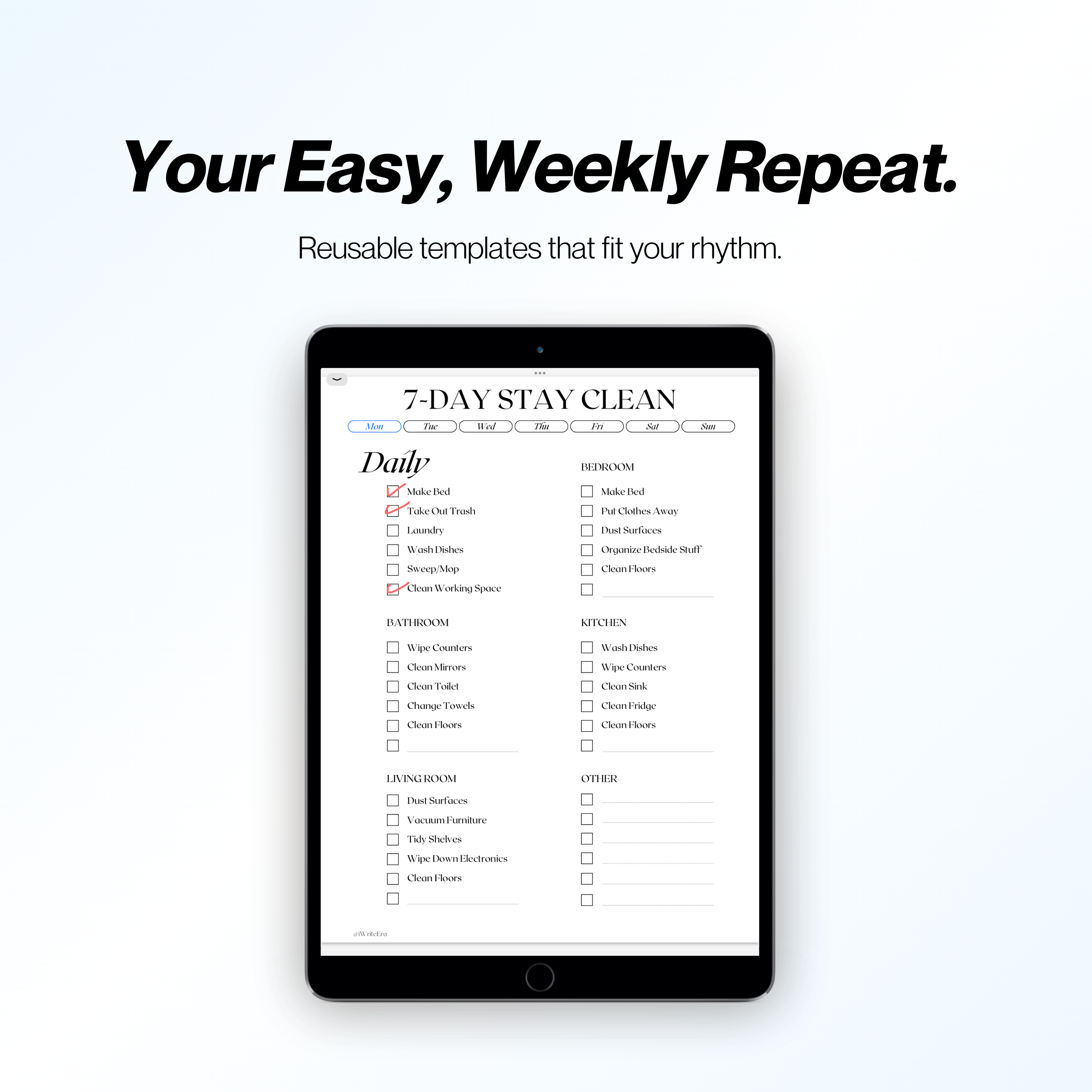 Easy 7-Day Cleaning Plan