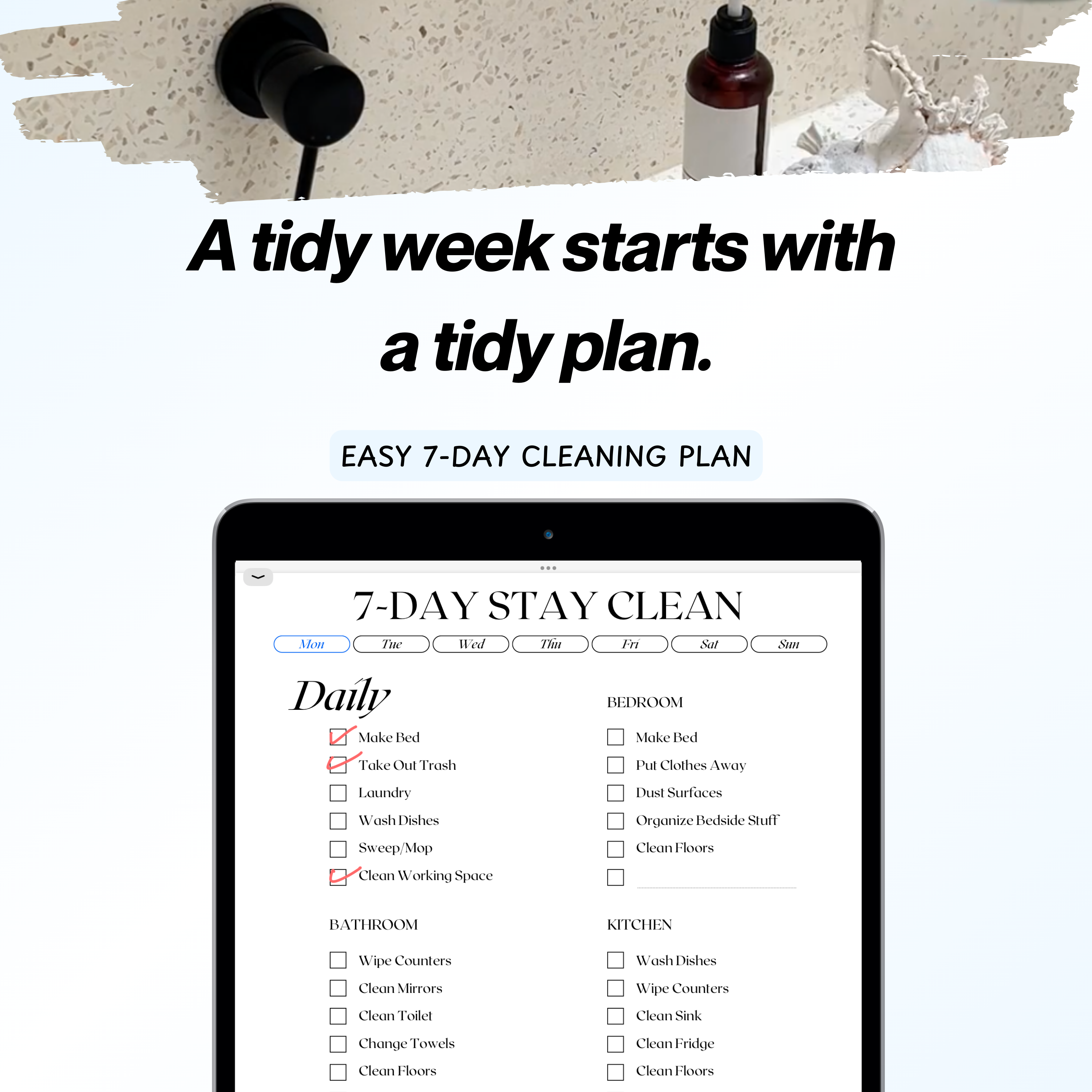 Easy 7-Day Cleaning Plan