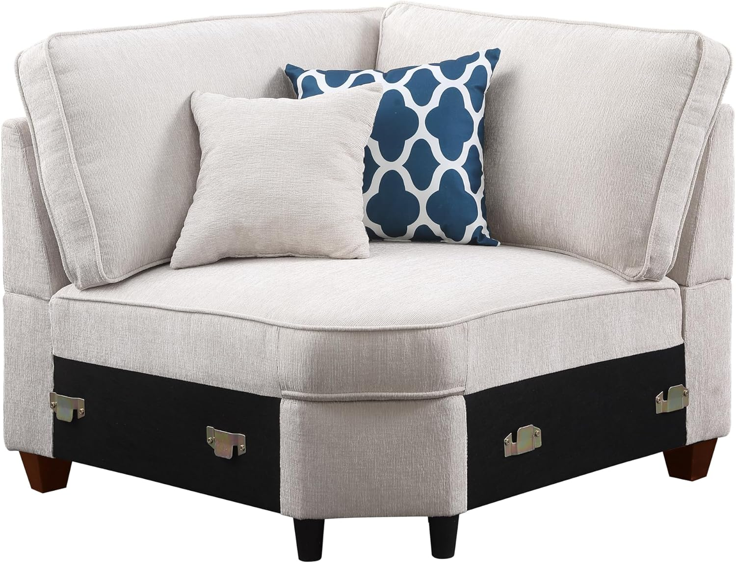 127" L-Shaped Sectional Couch with Movable Ottoman & 6 Throw Pillows,7 Seat Chenille Upholstered Sofa W/2 Cup Holder,USB Port & Hidden Storage Box