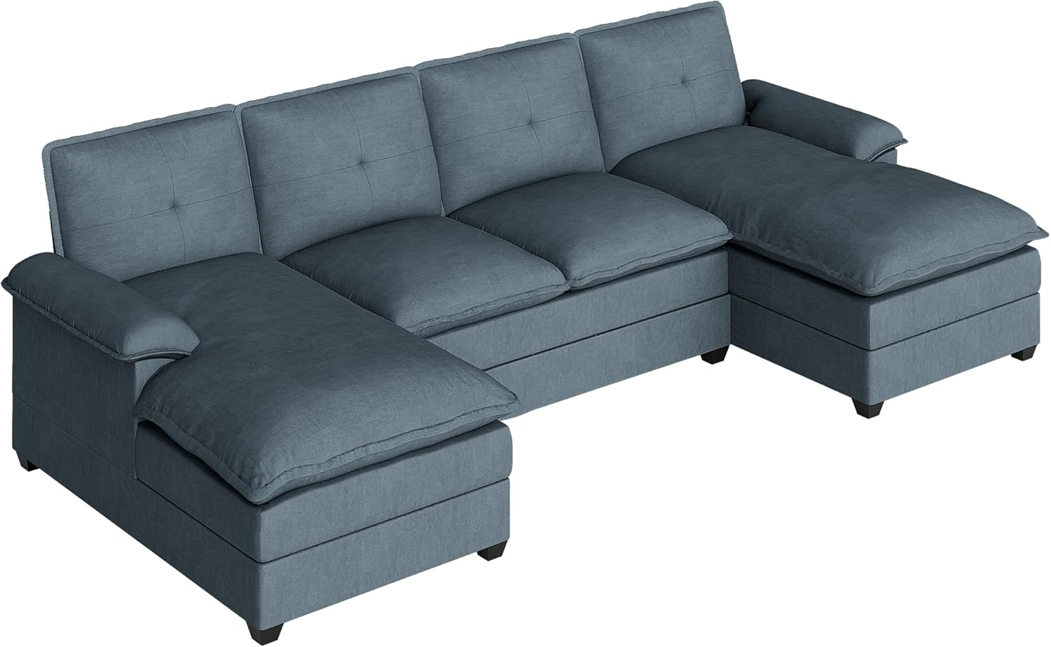 110" Sectional Sofa Couch, U-Shaped Modular Couch Sleeper with Thick Cushion & Soft Backrest, 4 Seat Sofa Couch with Double Chaise for Living Room