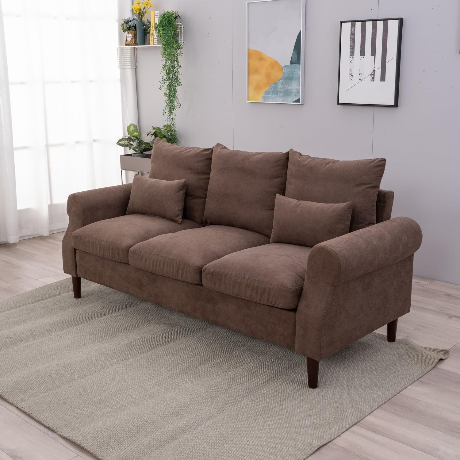 Modern Loveseat Sofas for Living Room, Fabric Couch with Solid Wood, Metal, Removable Cover, Small Sofas Couches for Small Spaces,Easy to Install