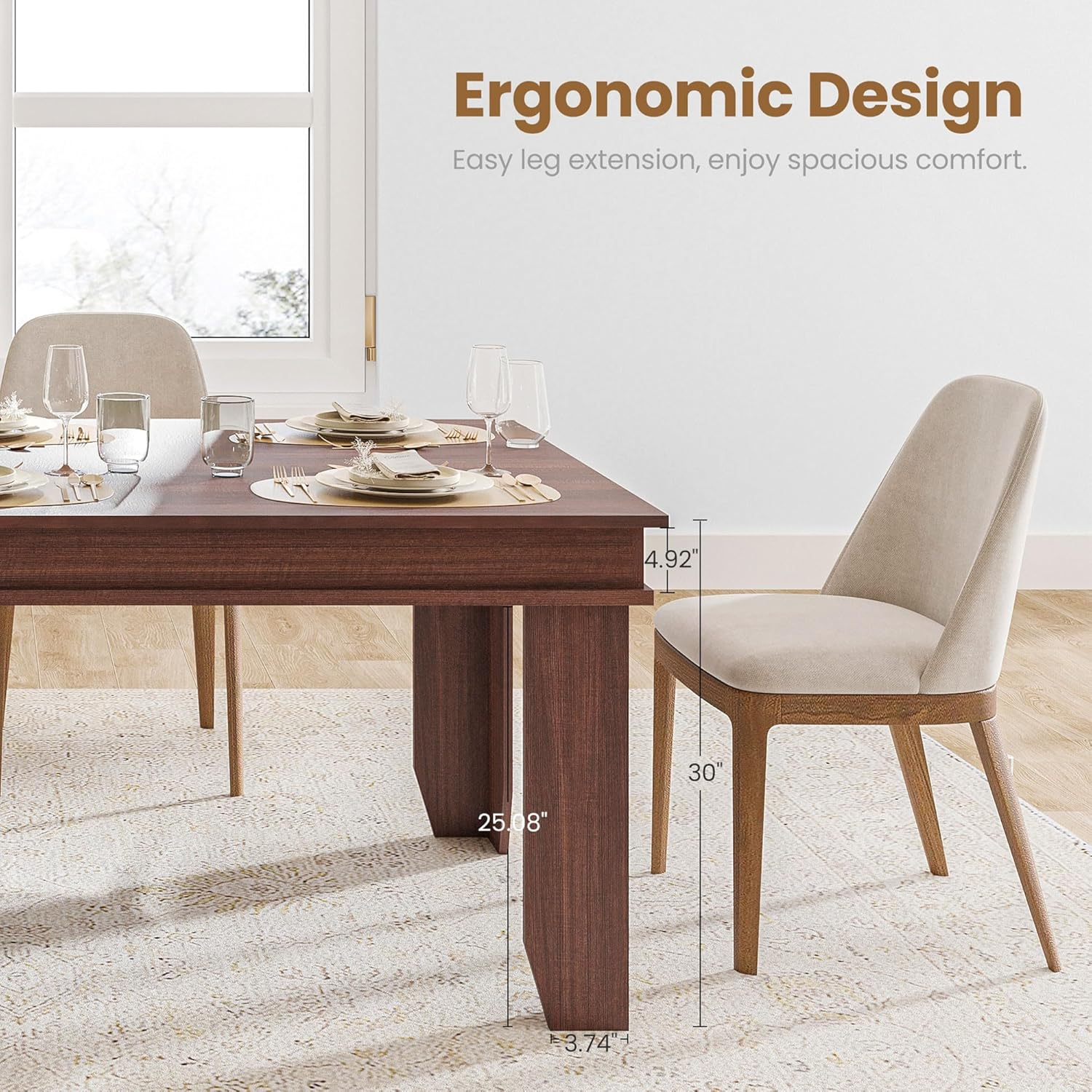 Farmhouse Dining Table for 6-8 People, 70.87" Long Wooden Kitchen Table with Sturdy Frame & Rustic Brown Finish - Seats 6 Rectangular Counter for Dinner, Kitchen, Dining Room