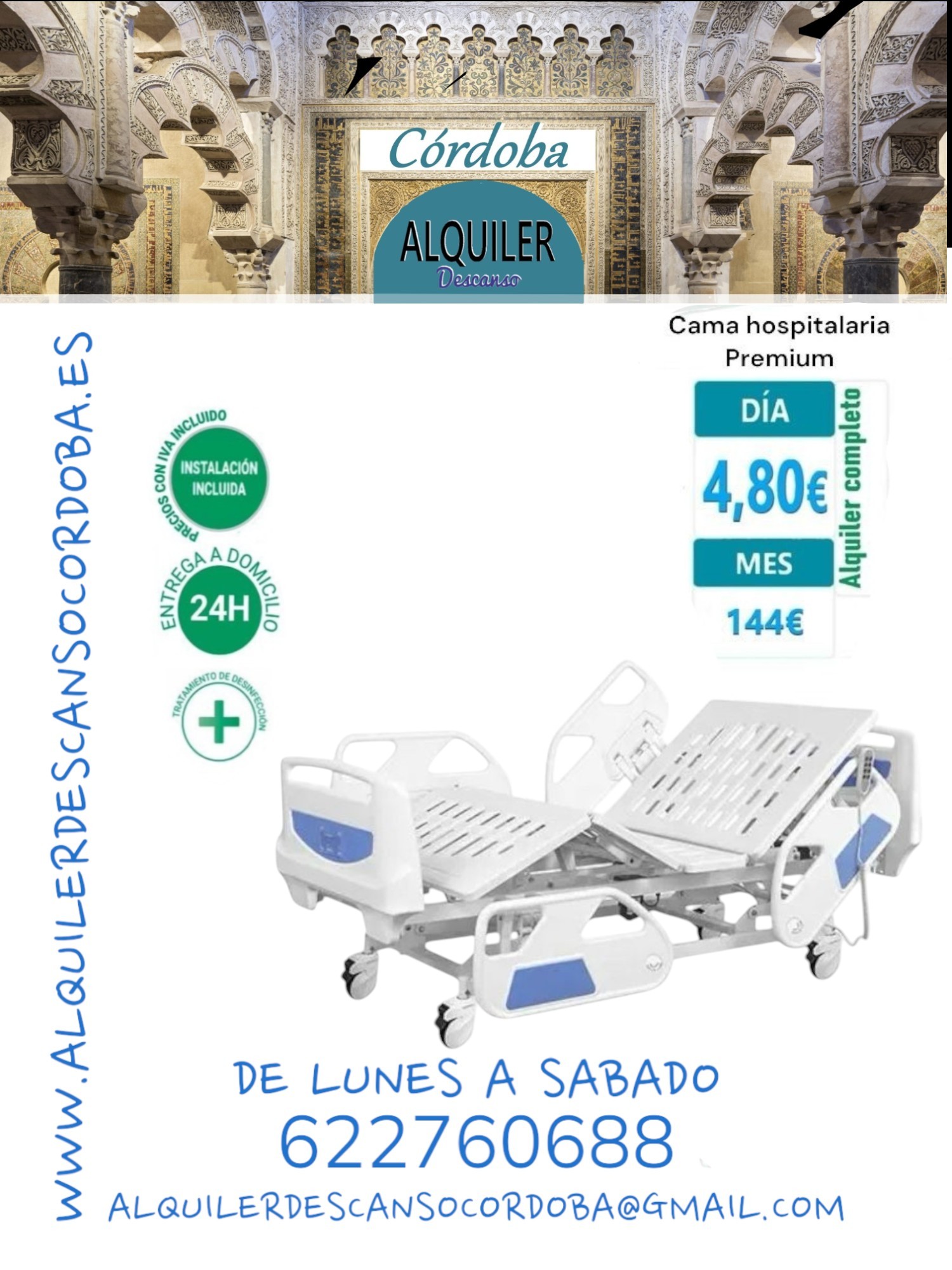 Cama geriátrica premium