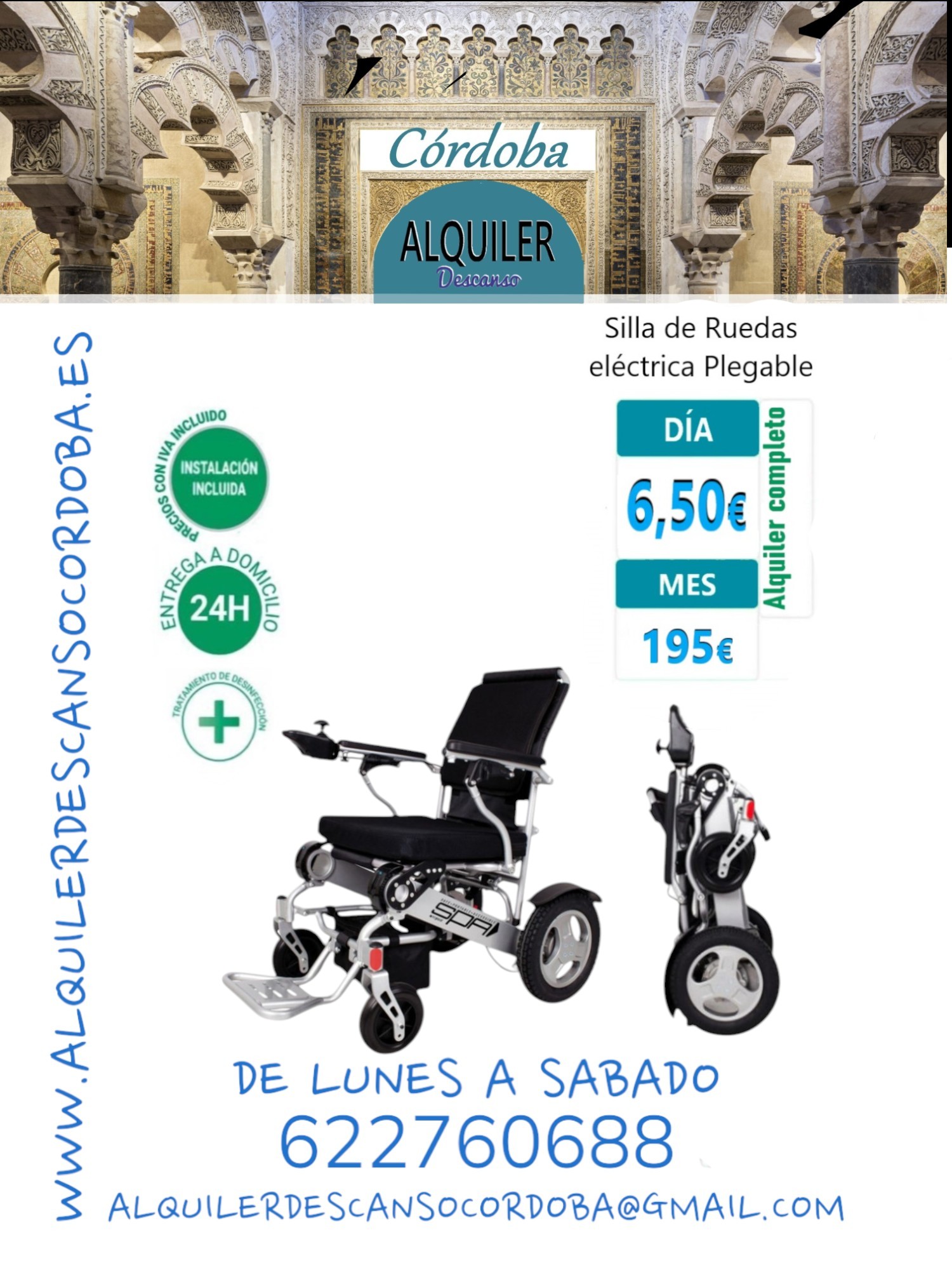 Silla de ruedas eléctrica plegable ligera