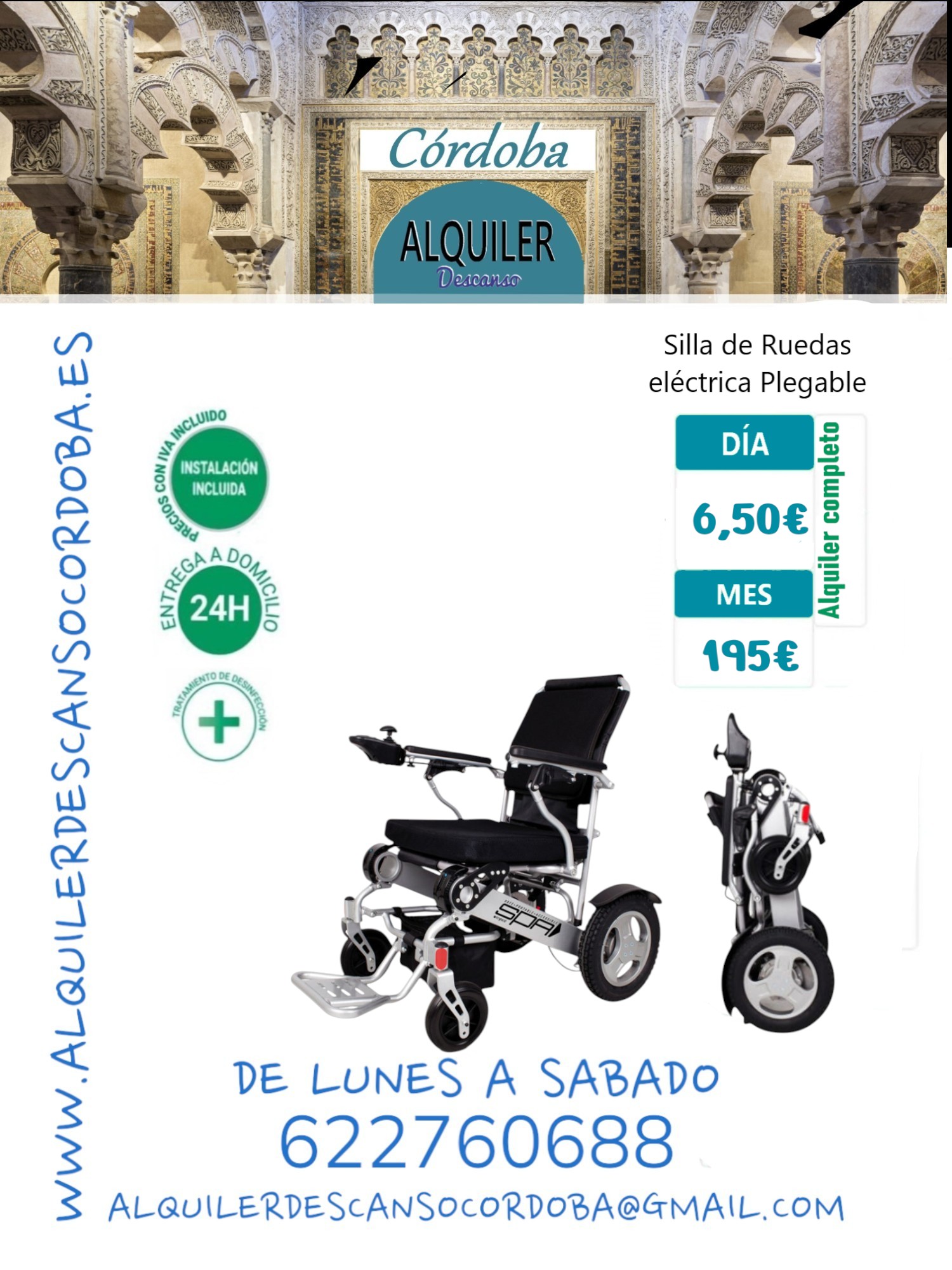 Silla de ruedas eléctrica plegable ligera