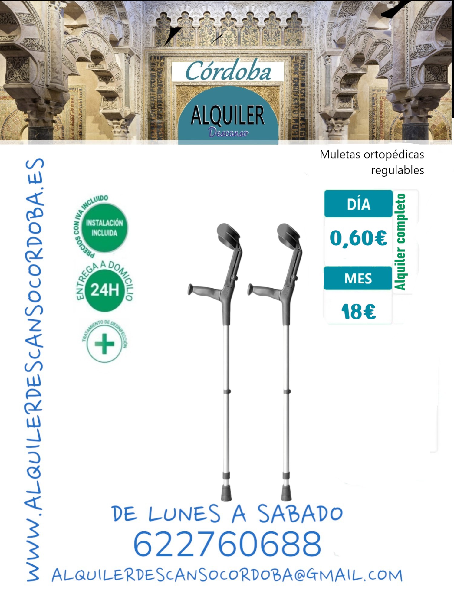 Muletas ortopédicas regulables