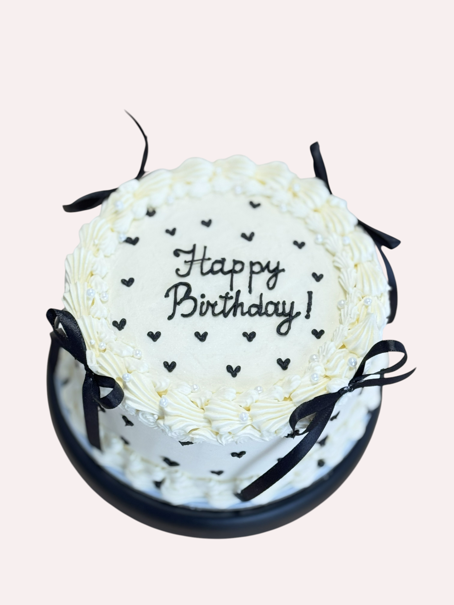 🎀 Elegant Black & White Bento torta