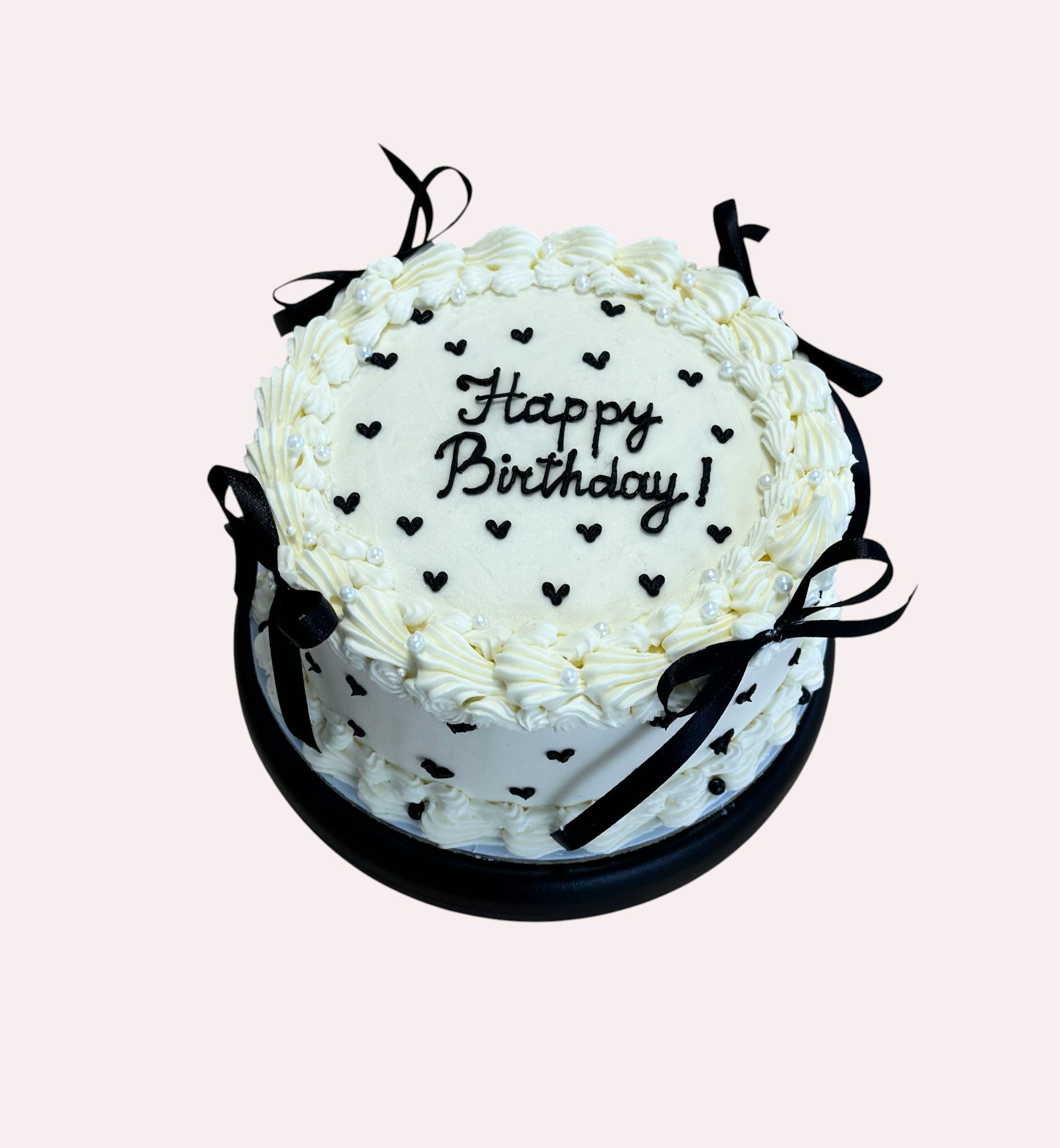 🎀 Elegant Black & White Bento torta