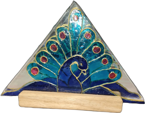 Hand-painted Peacock Glass Napkin Holder