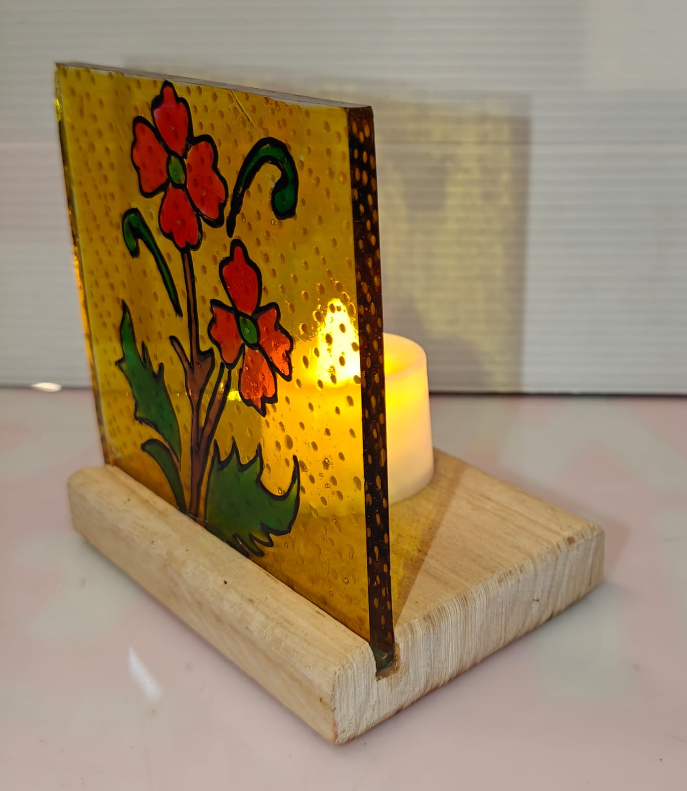 HAND-PAINTED CANDLE HOLDER