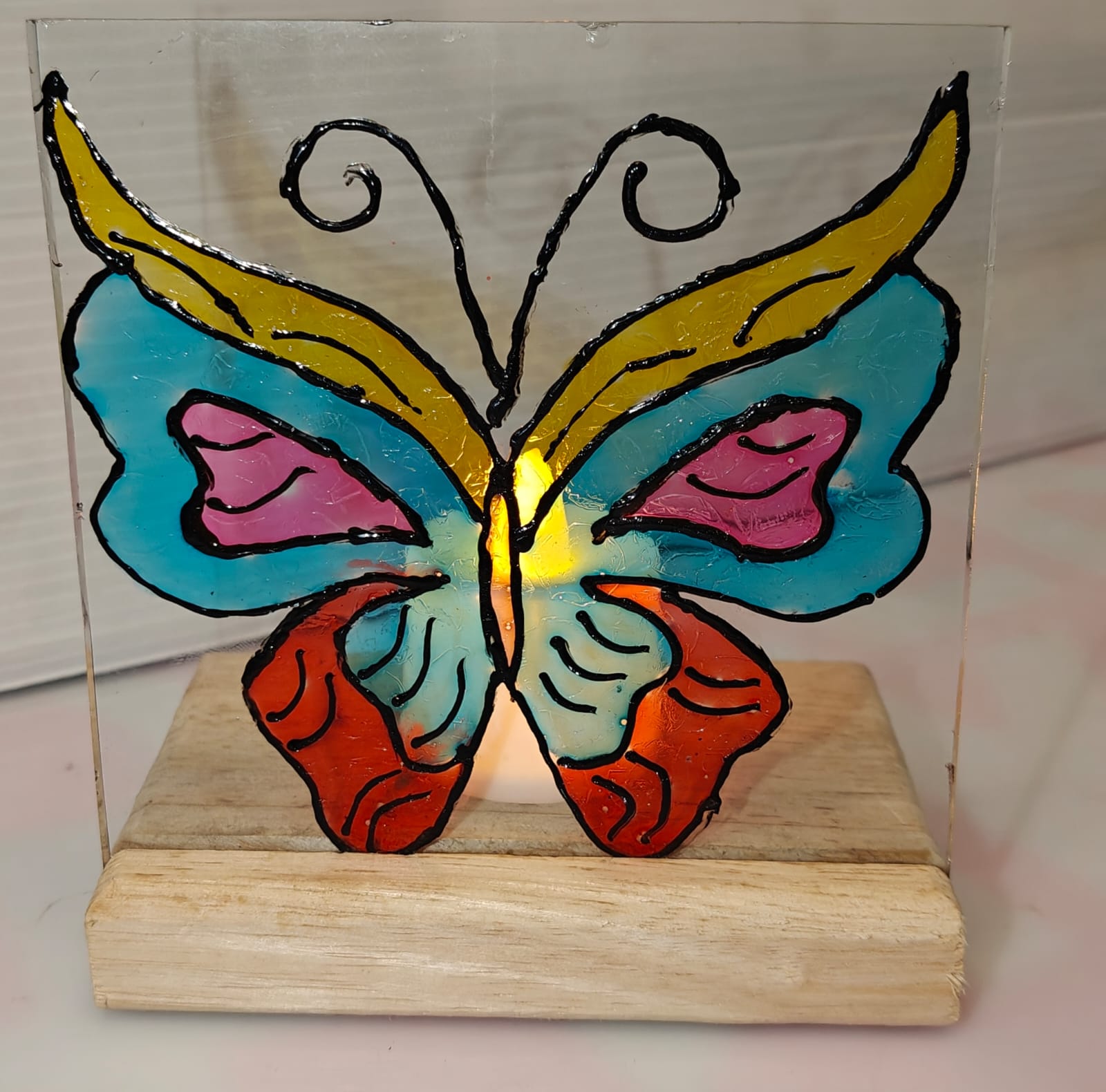 Glass Painted Tea Light Holder Model 5
