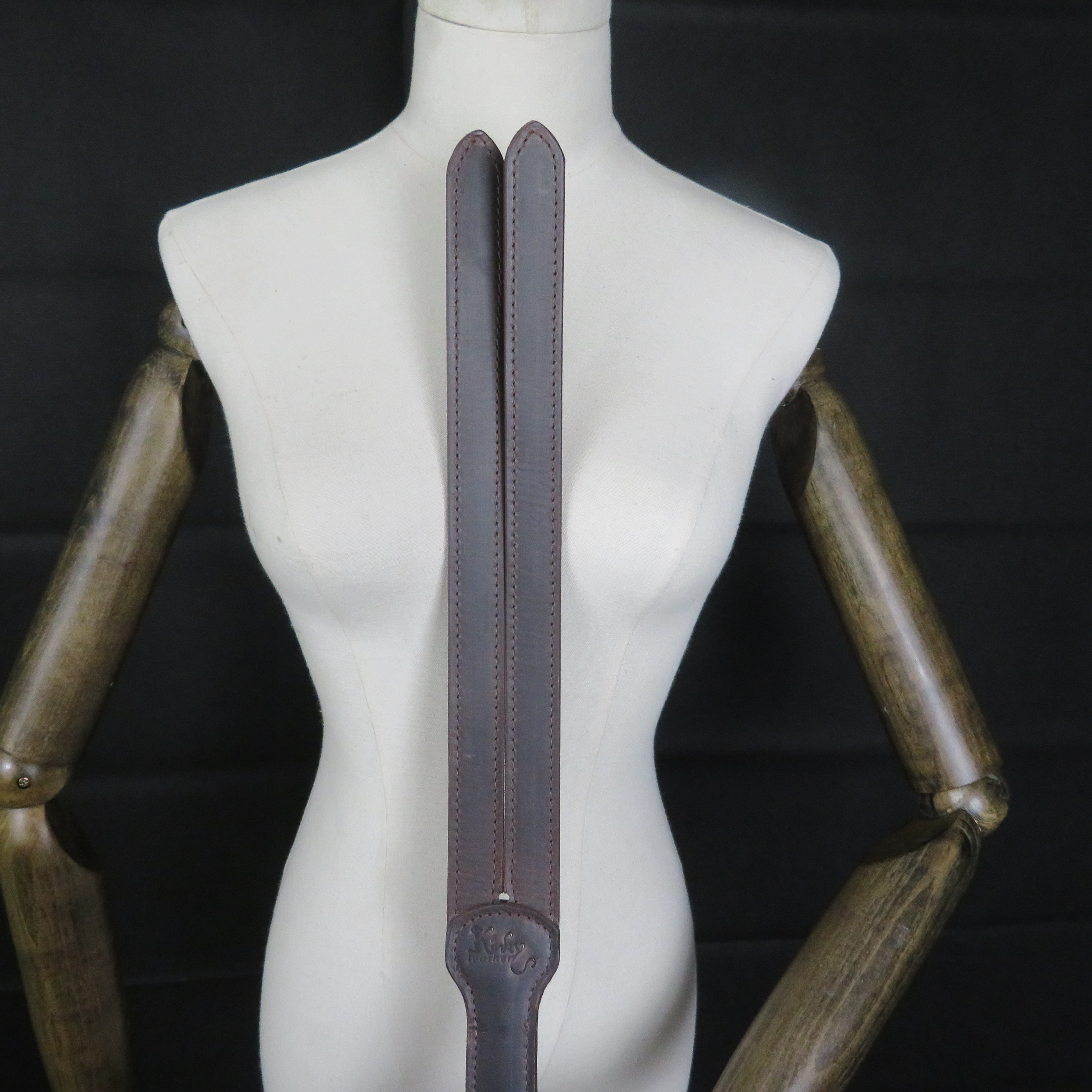 Handmade Leather Tawse Spanking Paddle – Double-Layer Brown Leather Spanker