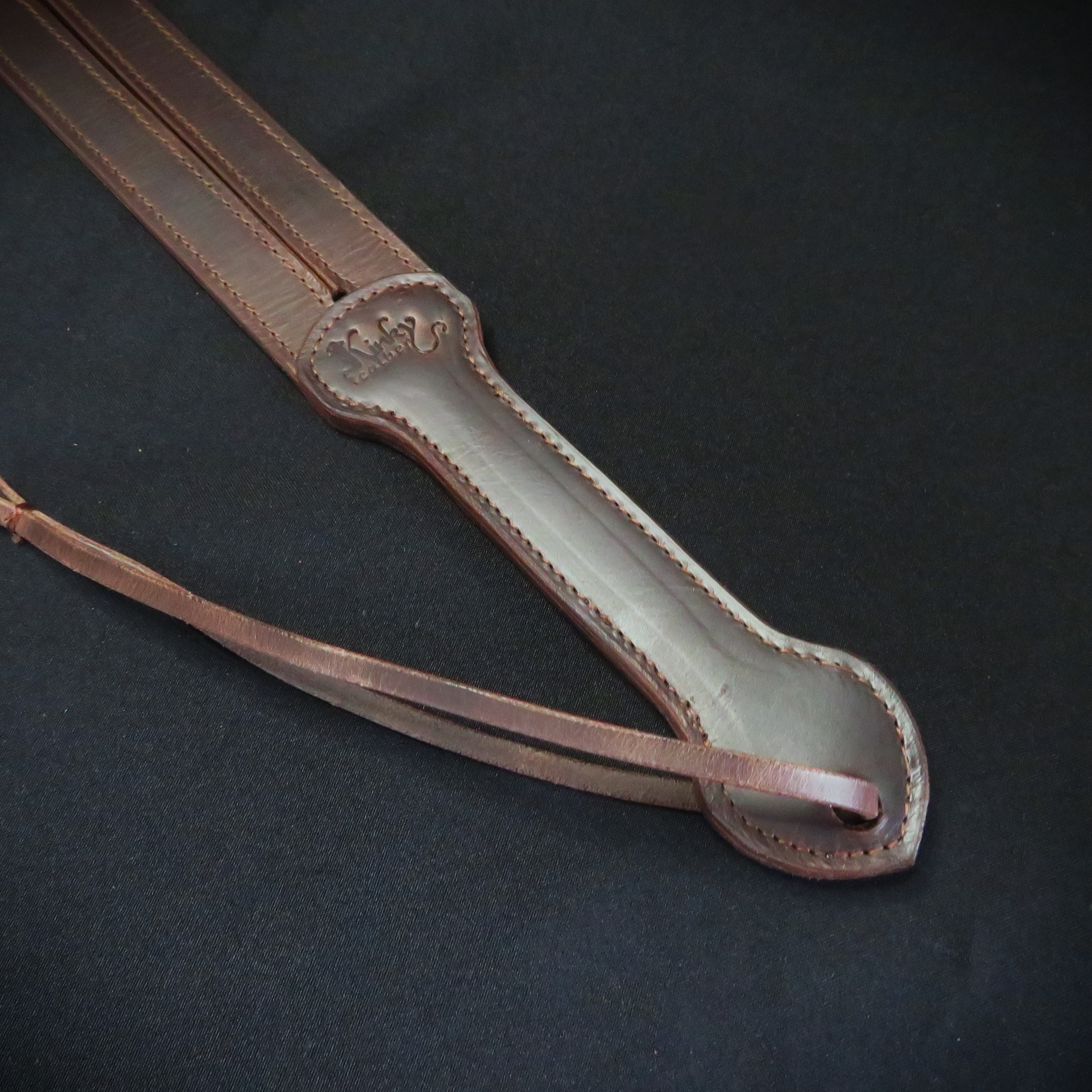 Handmade Leather Tawse Spanking Paddle – Double-Layer Brown Leather Spanker