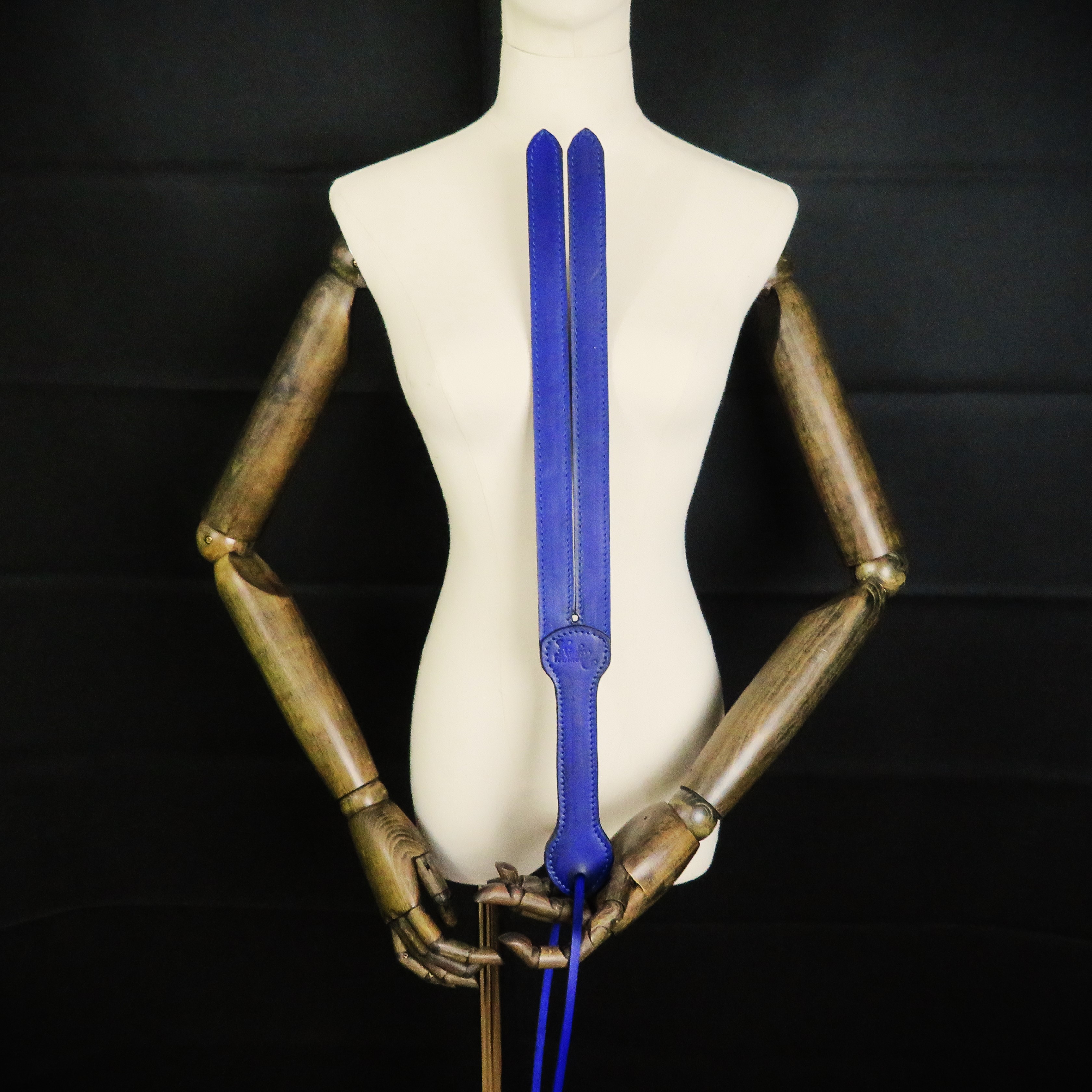 Handmade Leather Tawse Spanking Paddle – Double-Layer Purple Leather
