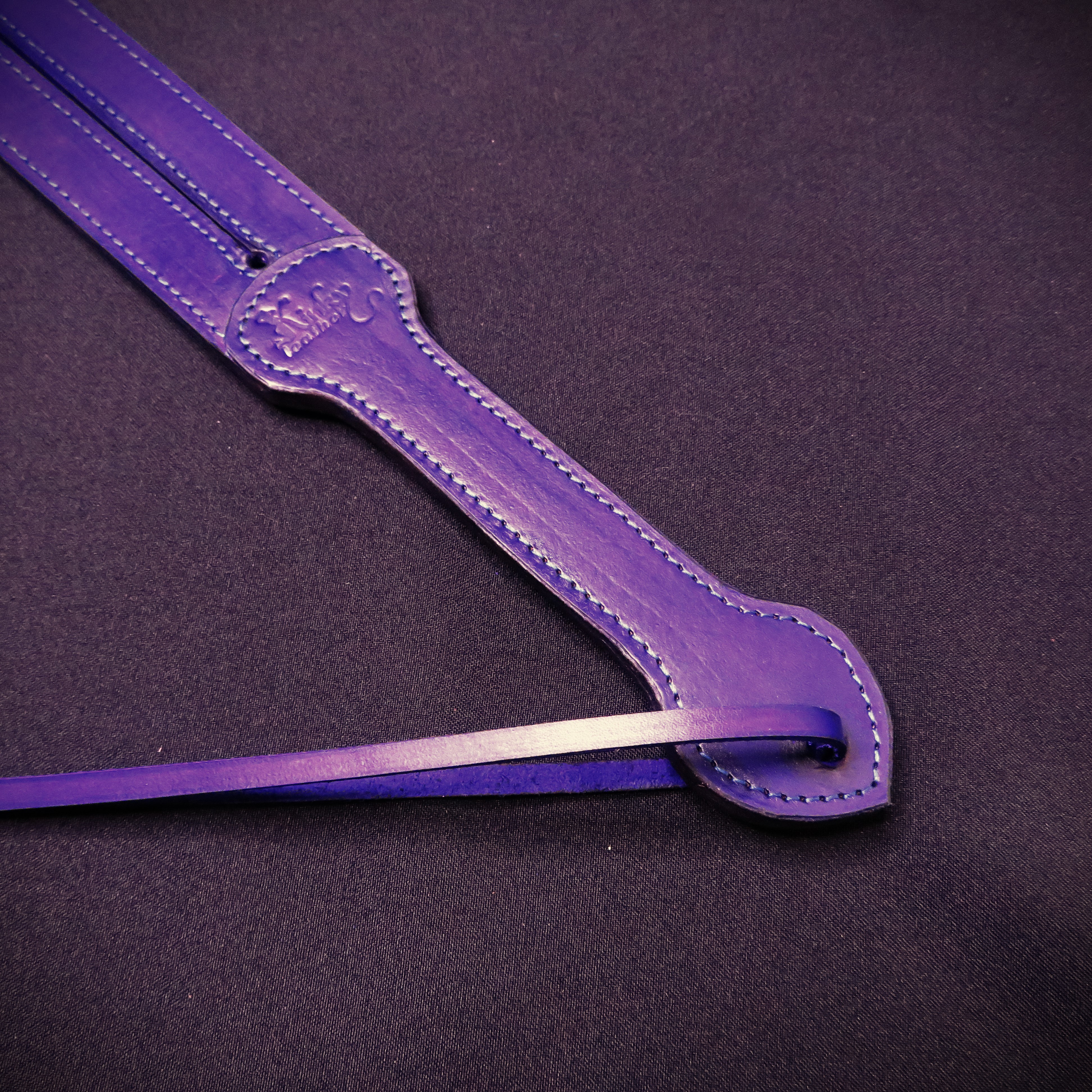 Handmade Leather Tawse Spanking Paddle – Double-Layer Purple Leather