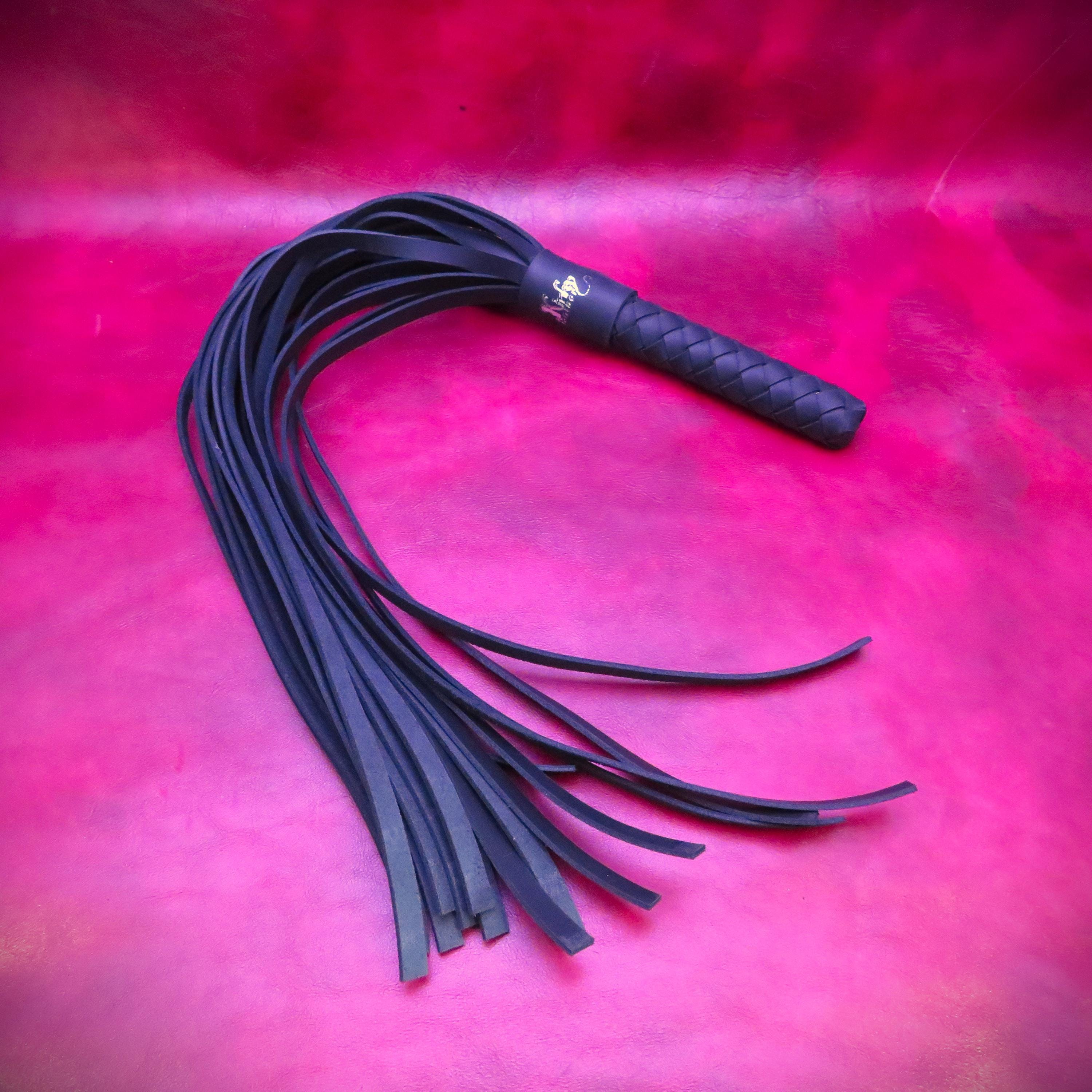 Handmade Black Leather Whip-Flogger – Elegant & Durable