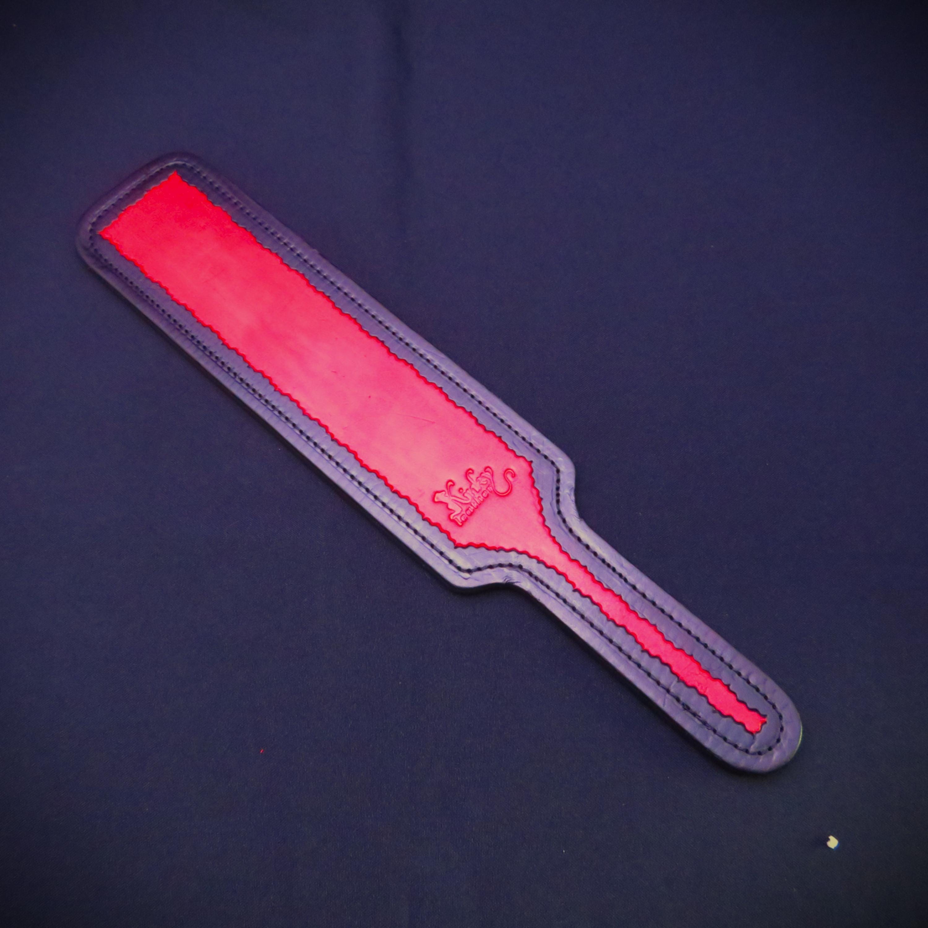 Handcrafted Black & Red Leather Spanking Paddle – Elegant & Impactful BDSM Accessory
