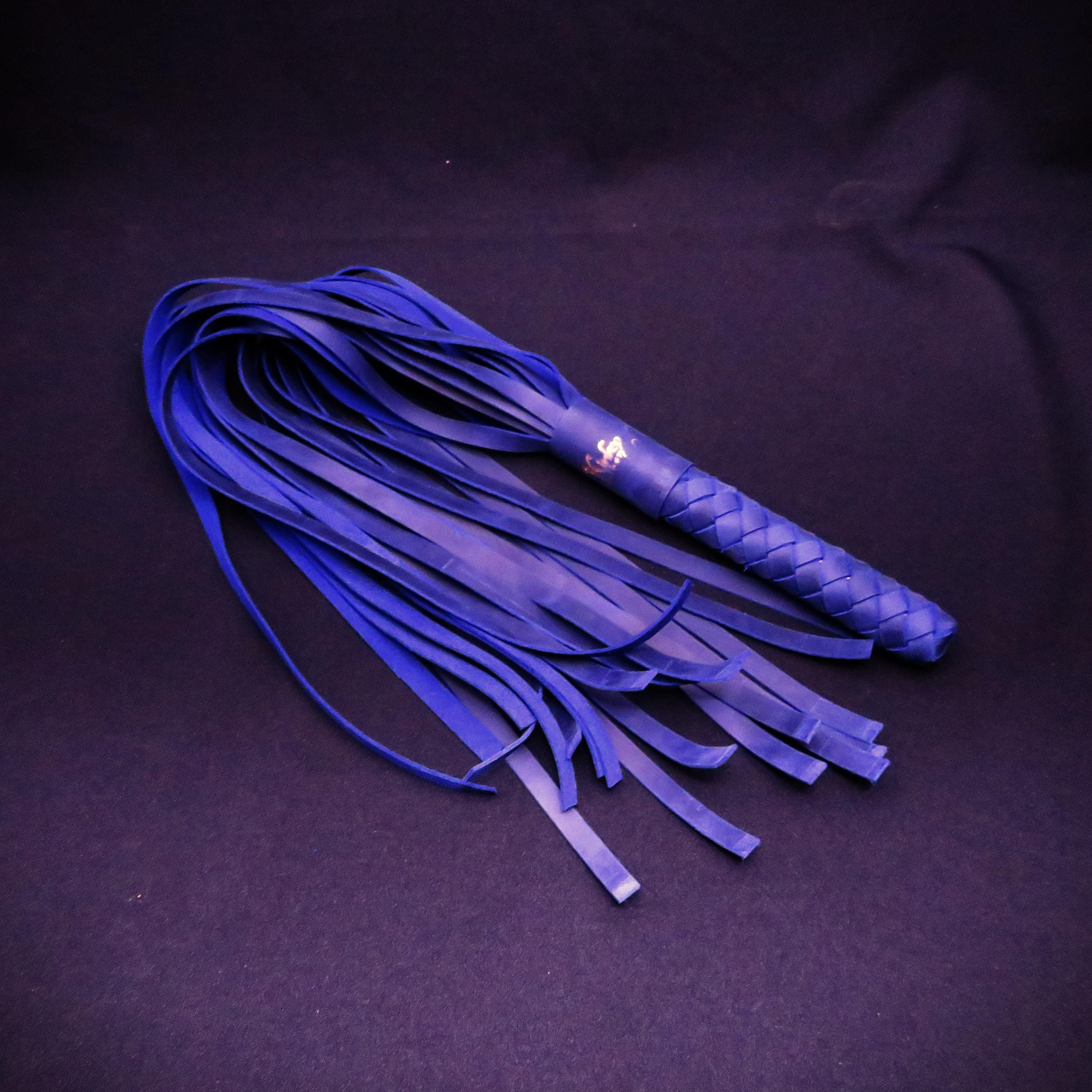 Handmade Blue Leather Whip-Flogger – Premium Genuine Leather Impact Toy