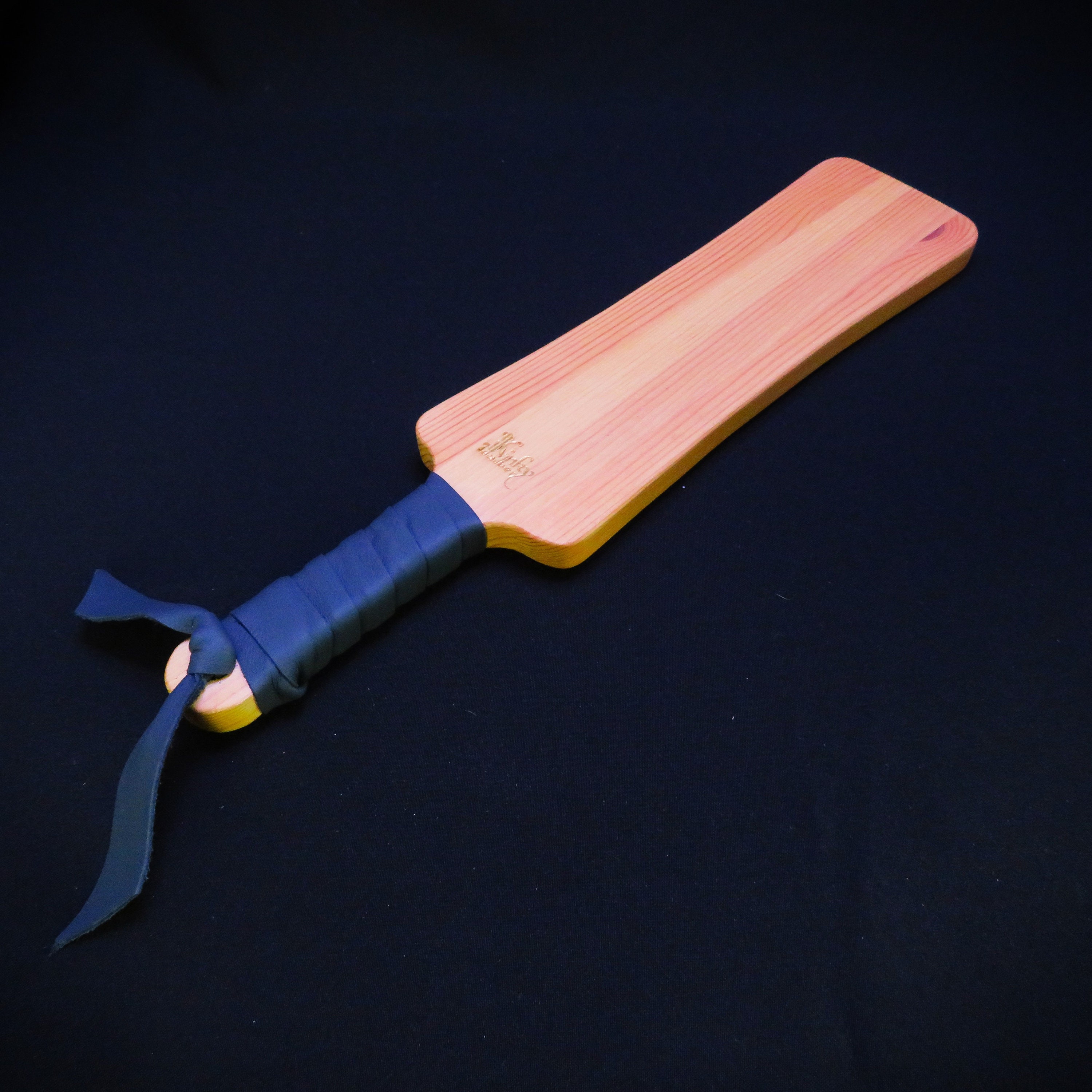 Handcrafted Wood Spanking Paddle – Premium Leather-Wrapped Handle