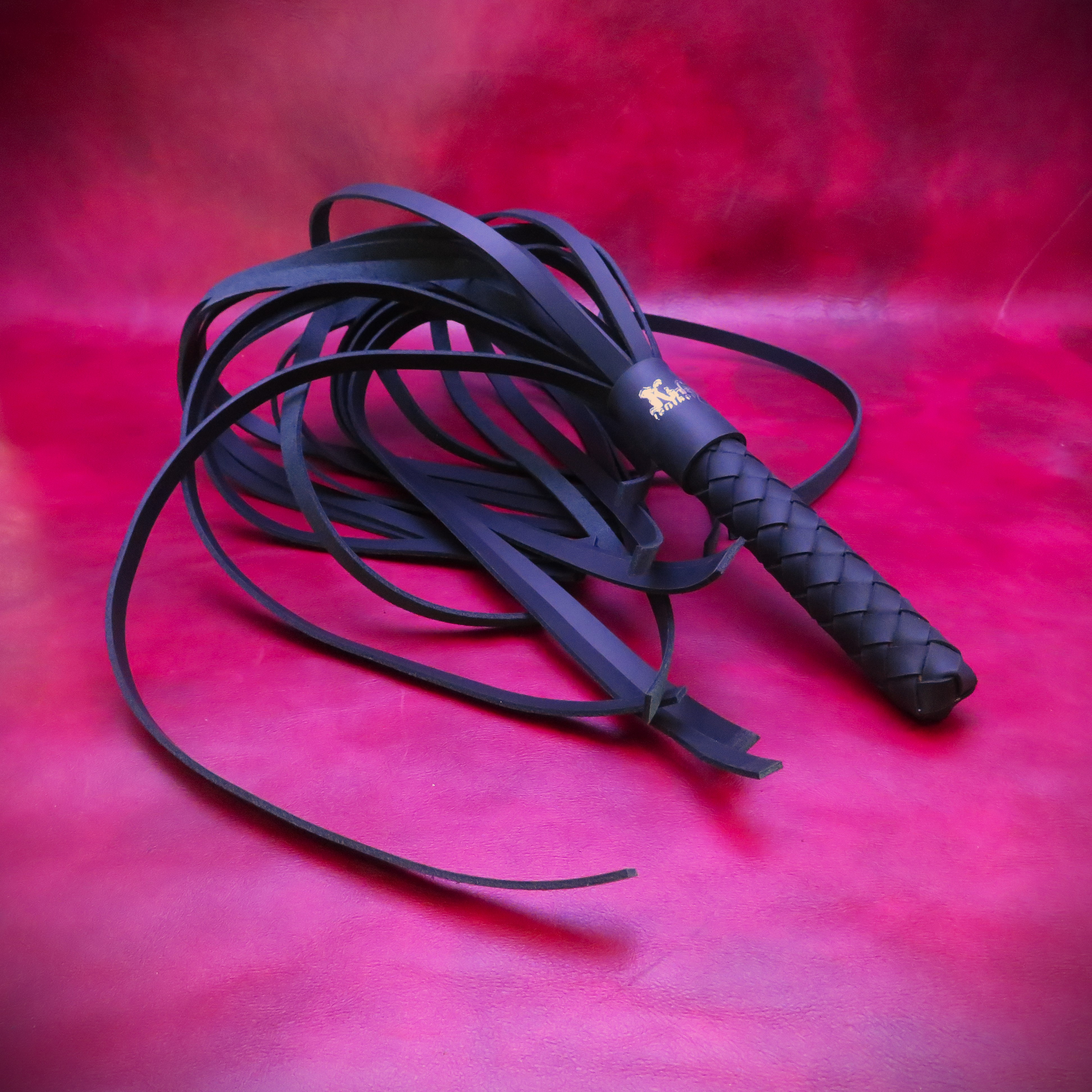 Handmade Black Leather Whip-Flogger – Elegant & Durable