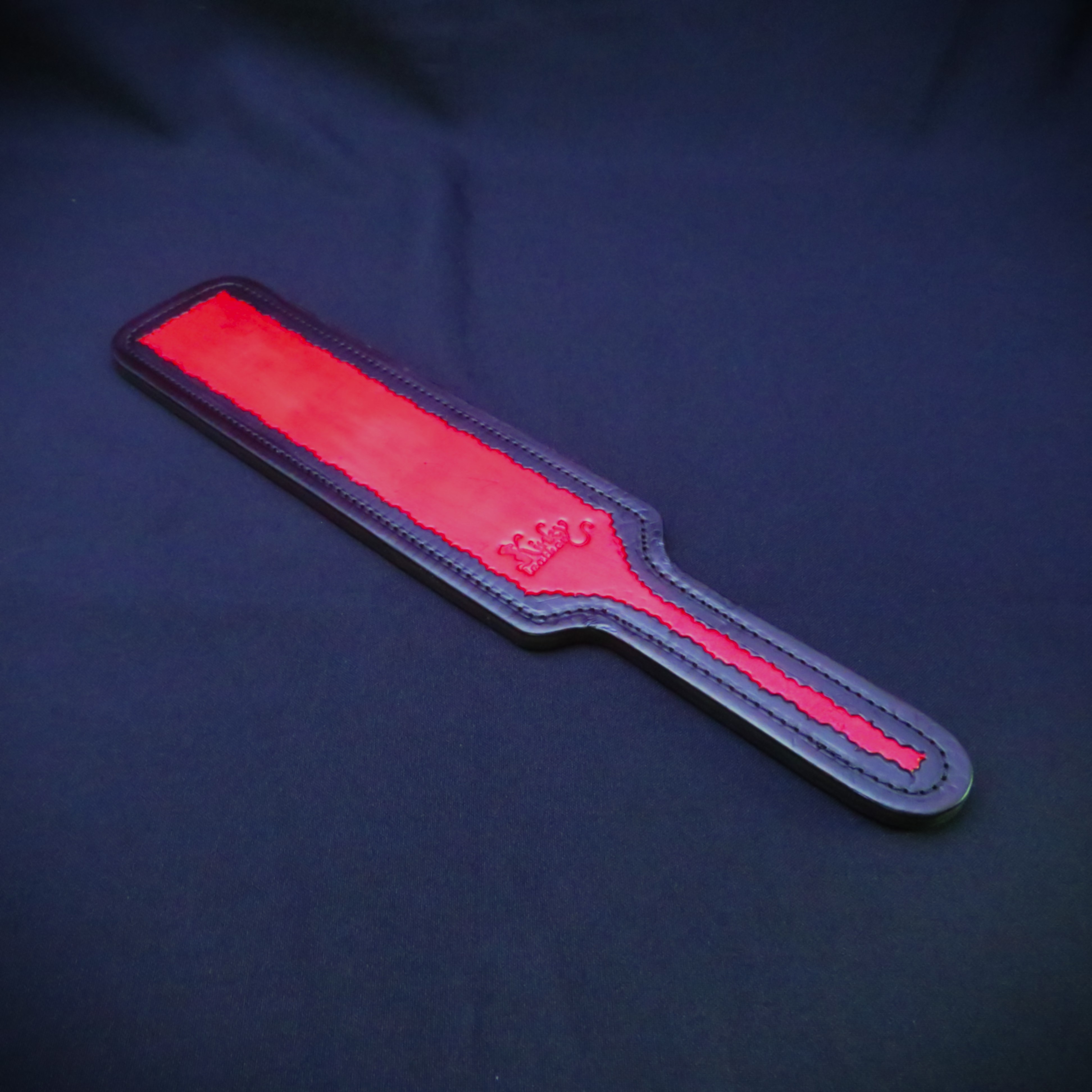 Handcrafted Black & Red Leather Spanking Paddle – Elegant & Impactful BDSM Accessory