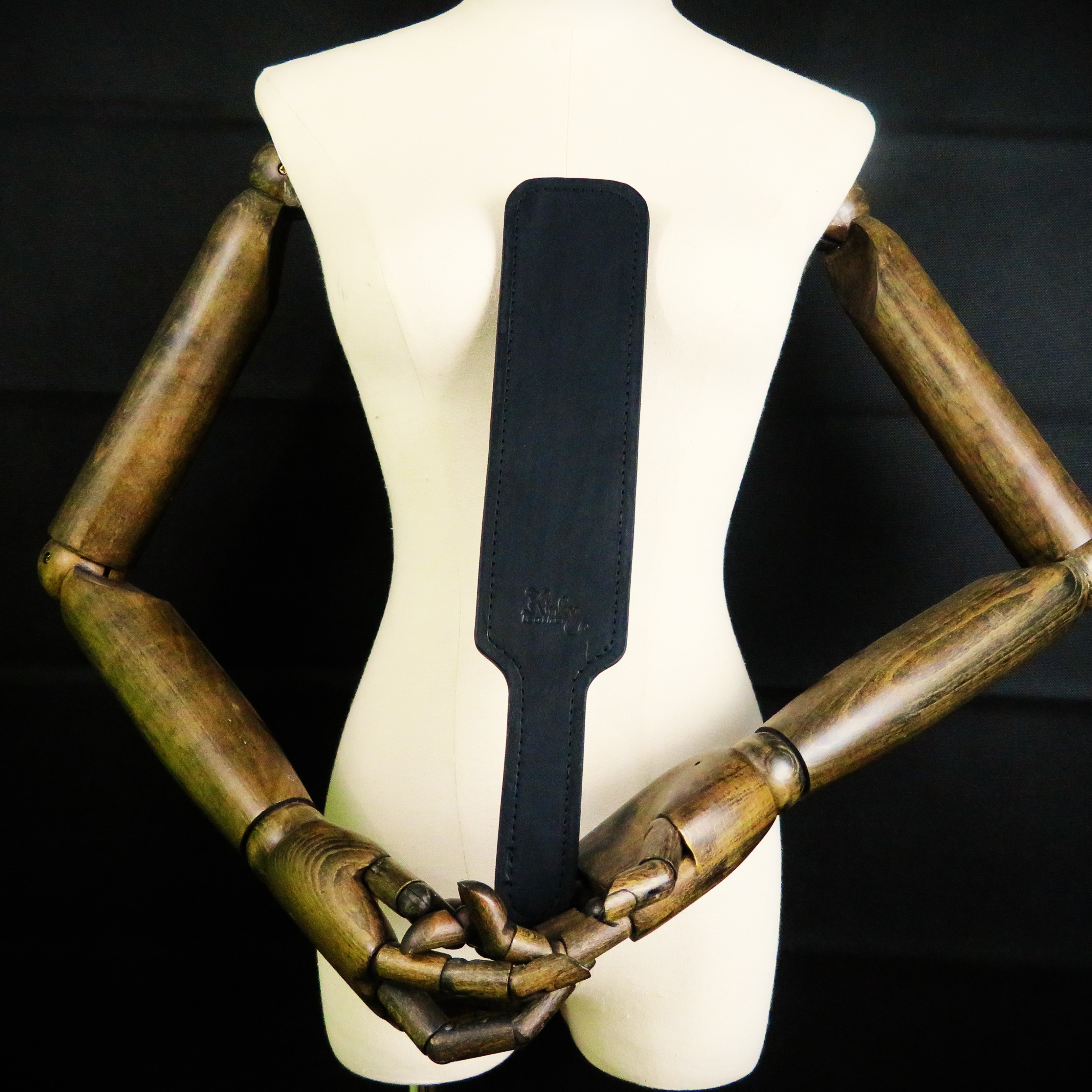 Handmade Black Leather Spanking Paddle – Elegant & Powerful Impact Play