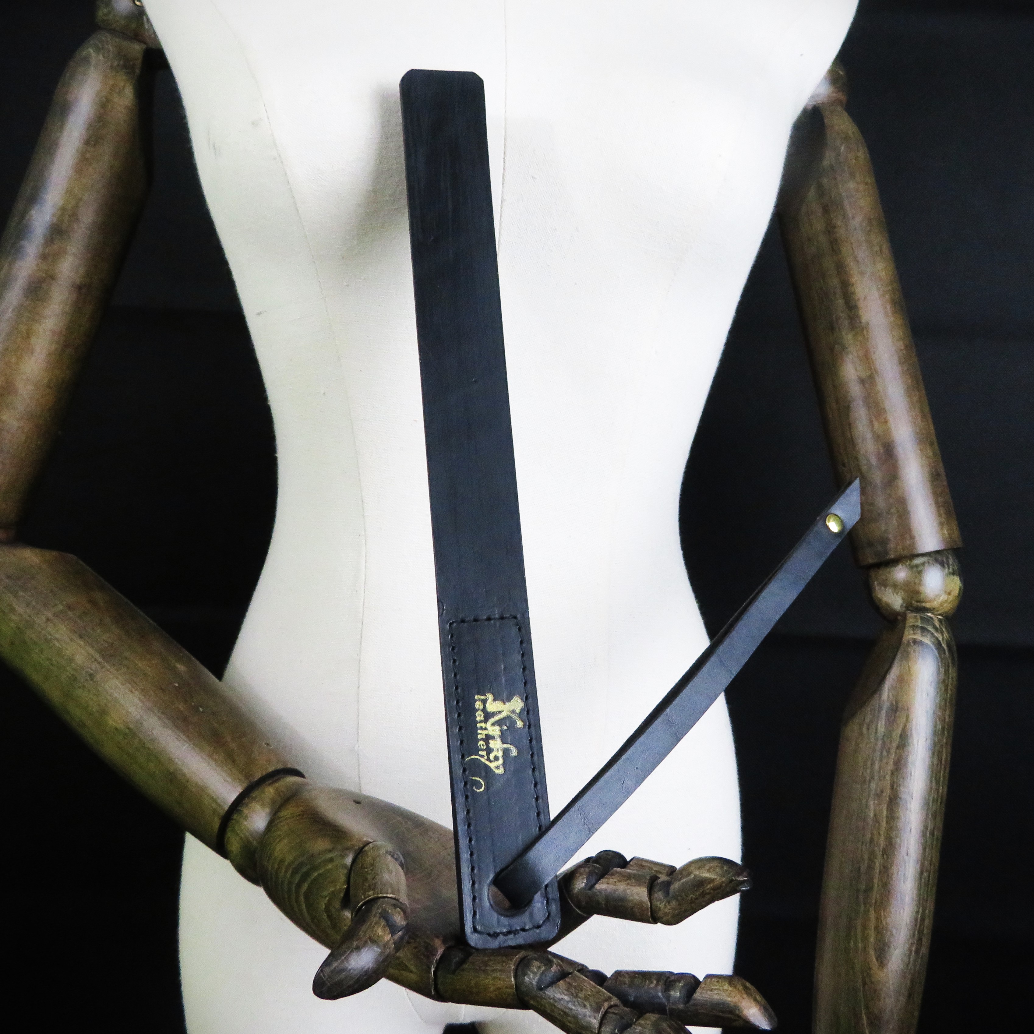 Handmade Black Leather Slapper – Elegant & Powerful BDSM Impact Toy
