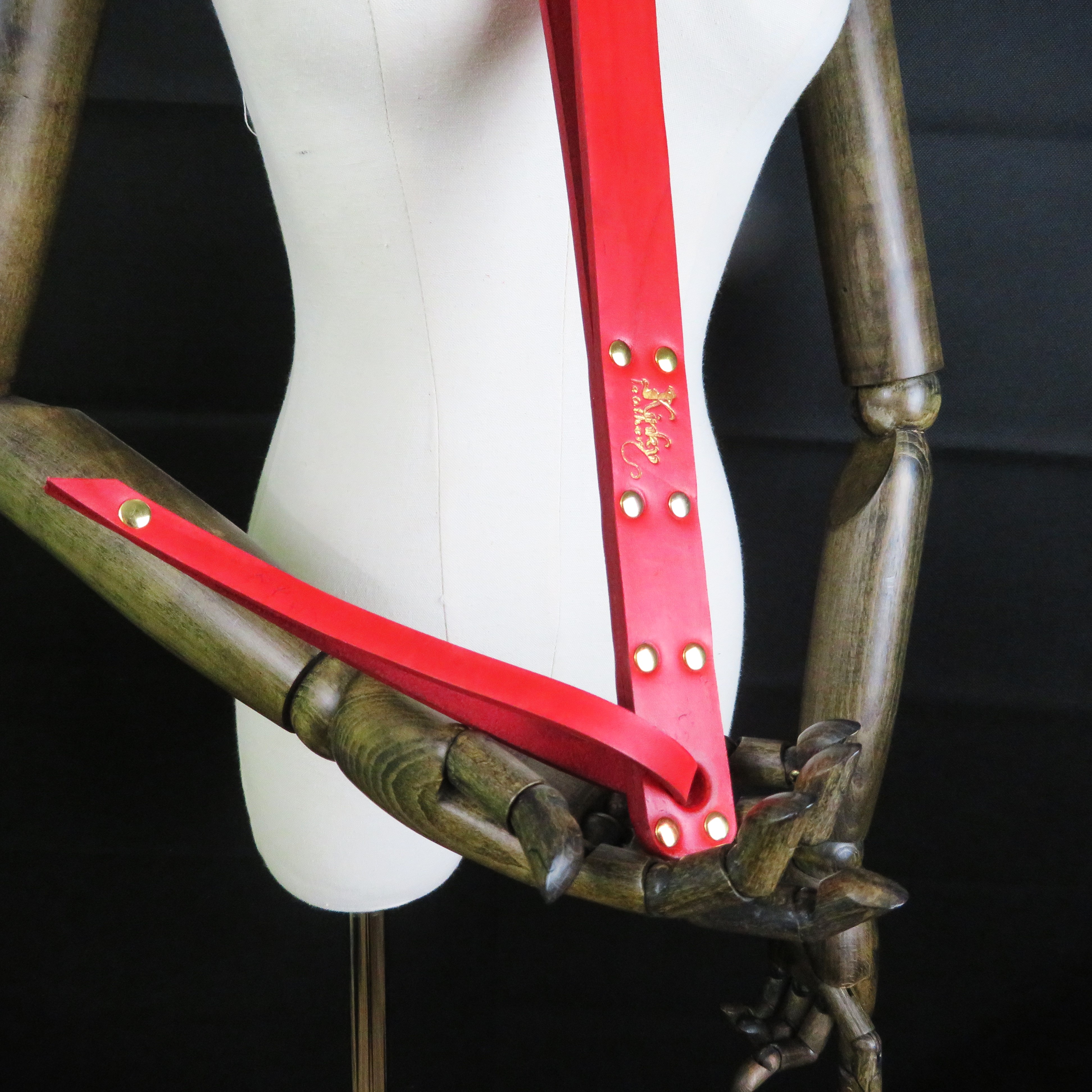  BDSM Leather Slapper – Red Genuine Leather Impact Play Toy