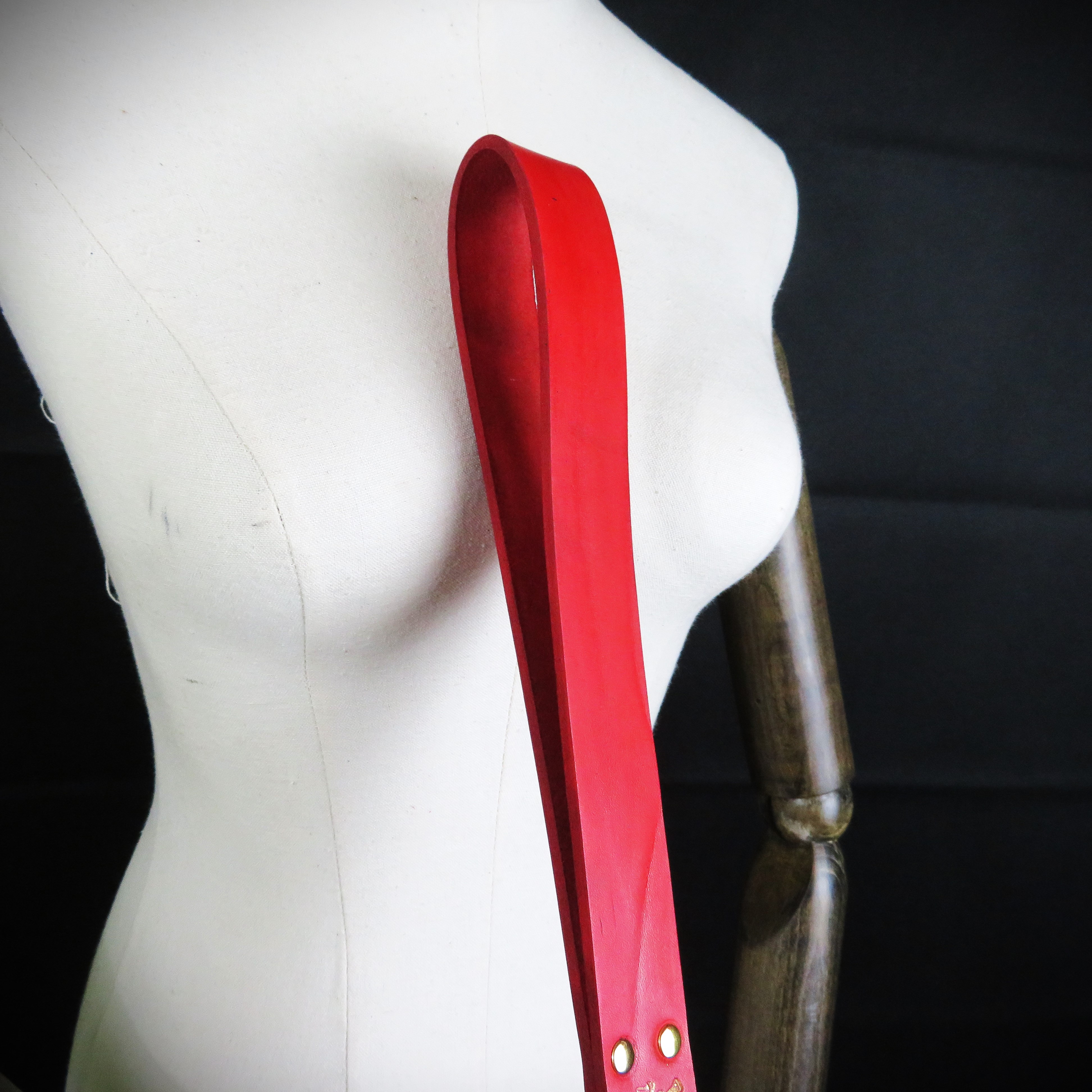  BDSM Leather Slapper – Red Genuine Leather Impact Play Toy