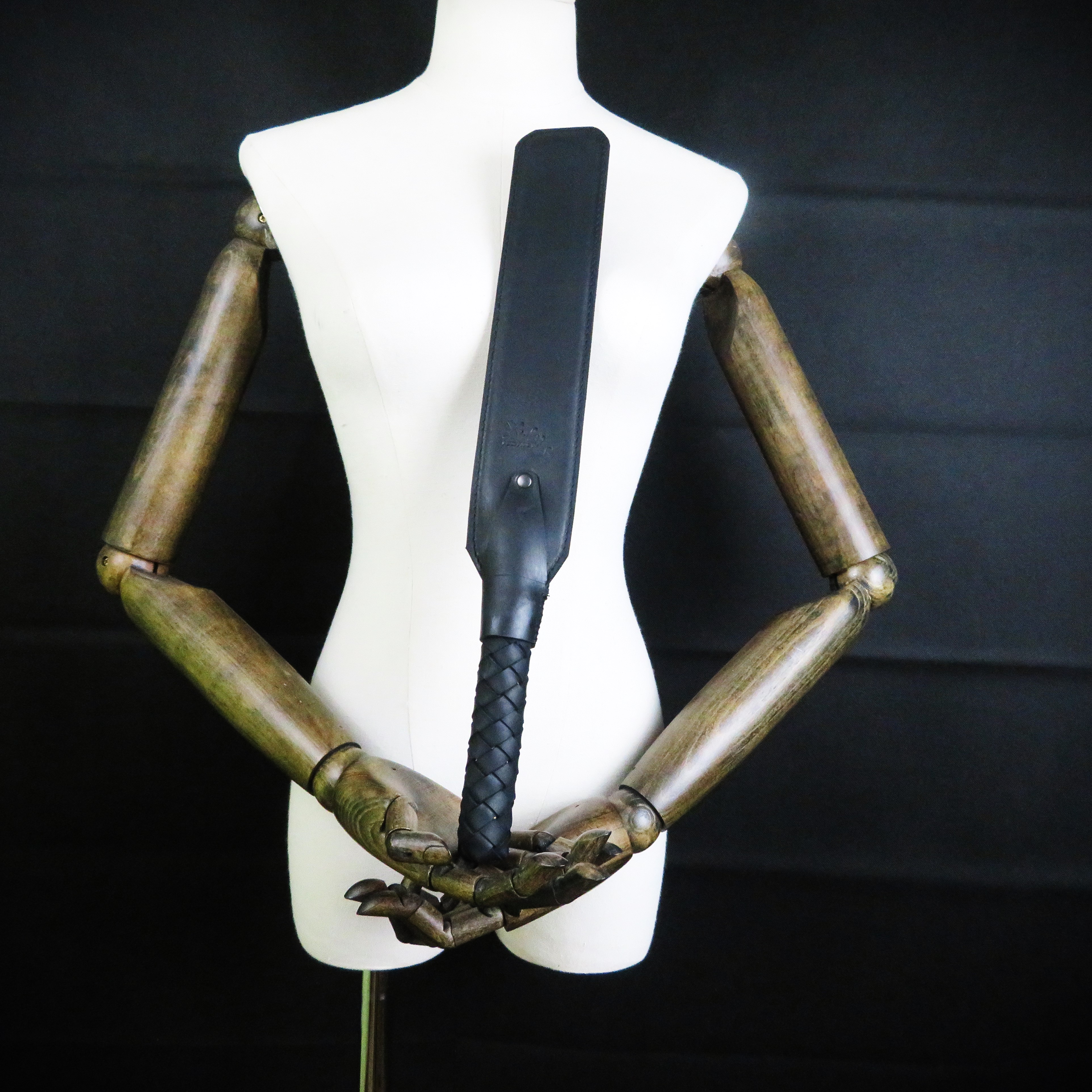 Handmade Leather Spanking Paddle – Premium Black Crazy Horse Leather