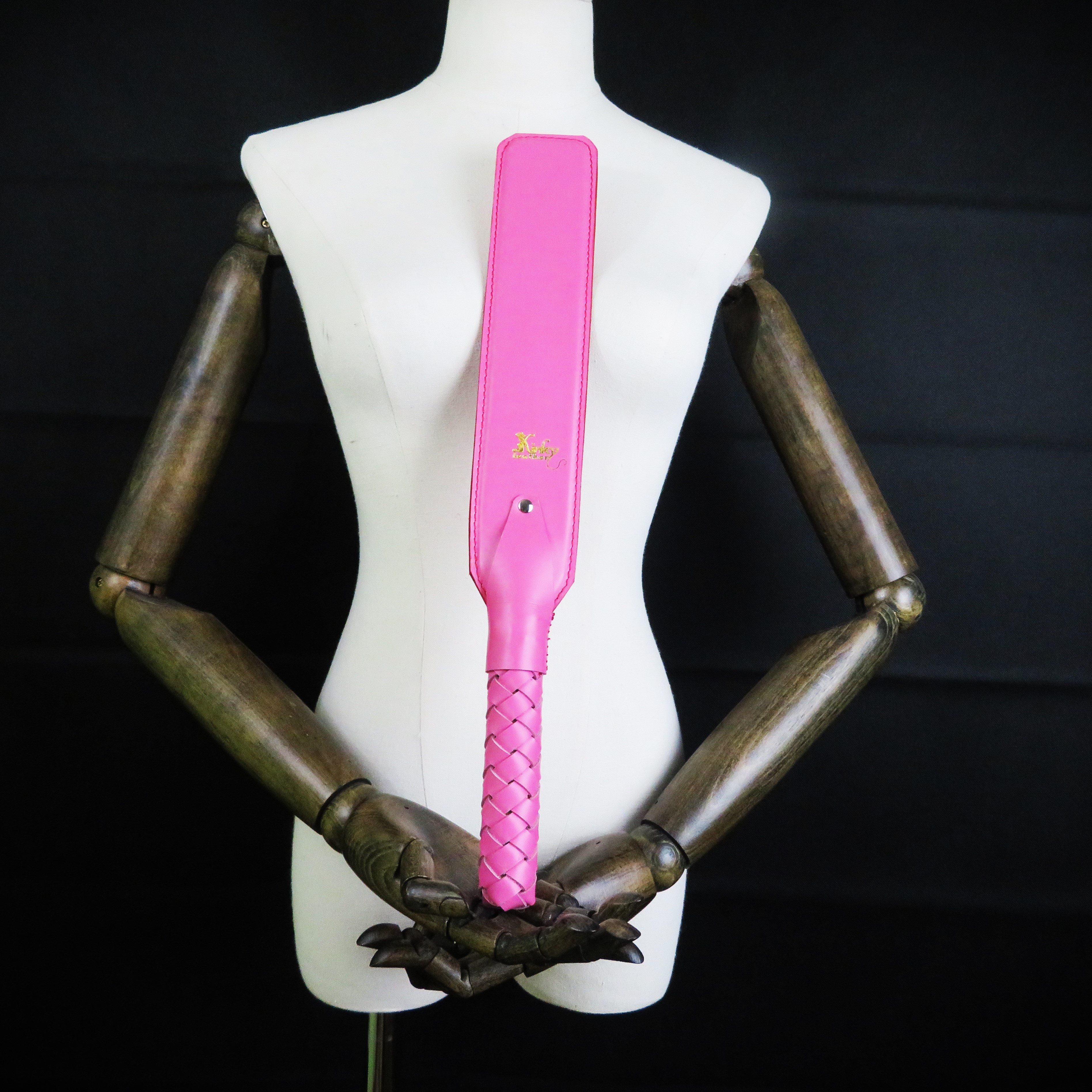 Handmade Pink Leather Spanking Paddle – Stylish & Impactful