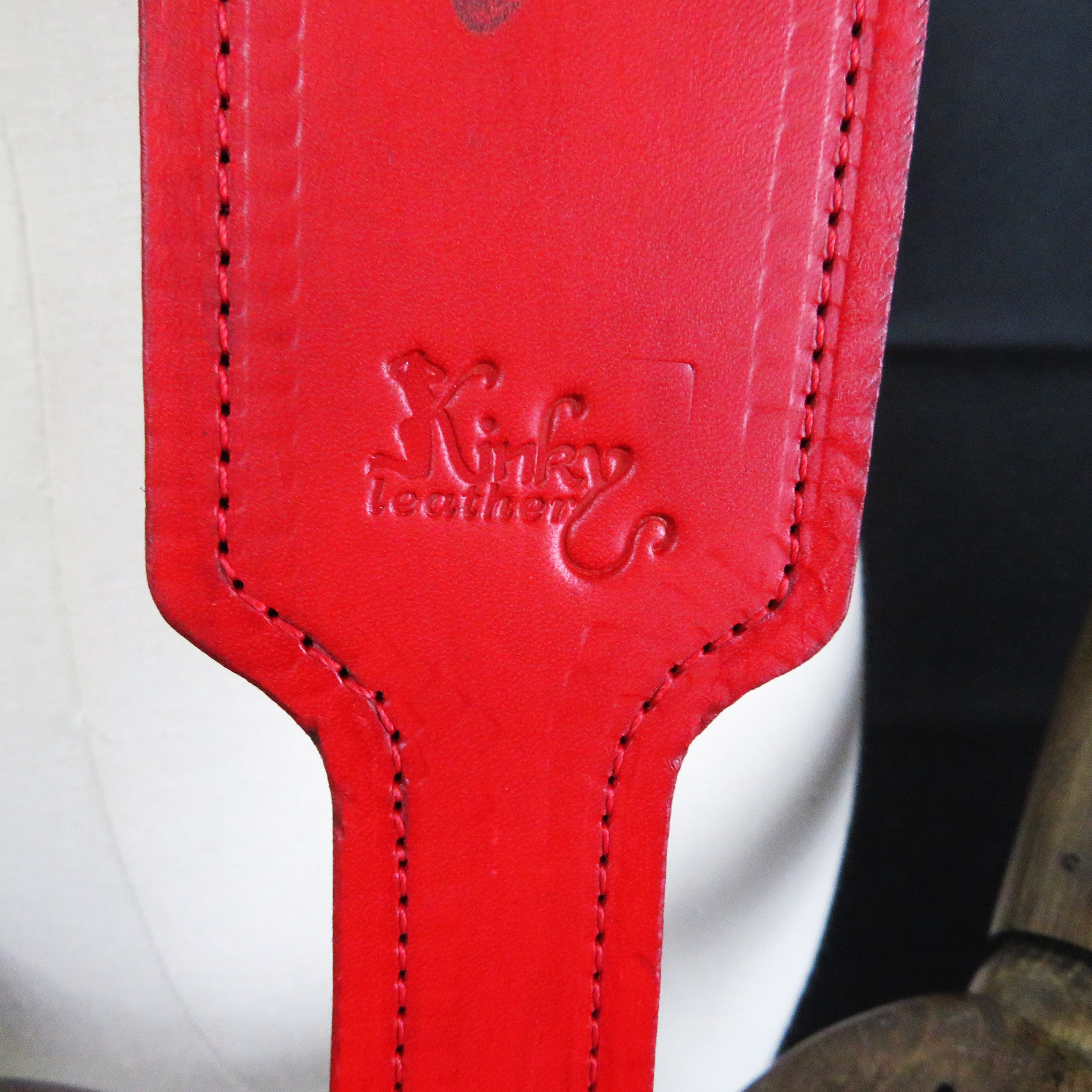 Handmade Red Leather Spanking Paddle – Engraved Woman Silhouette