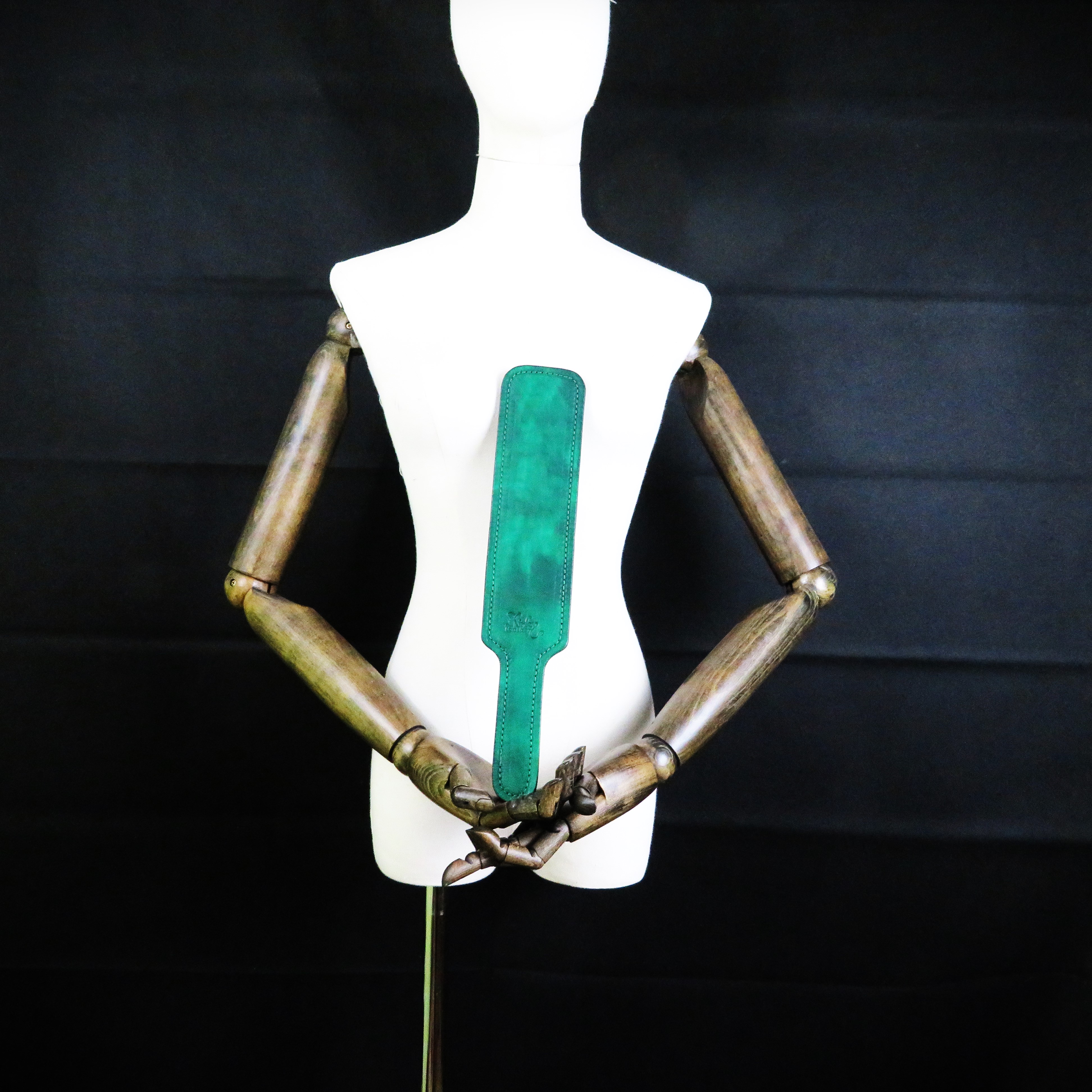 Handmade Green Leather Spanking Paddle – Durable & Elegant