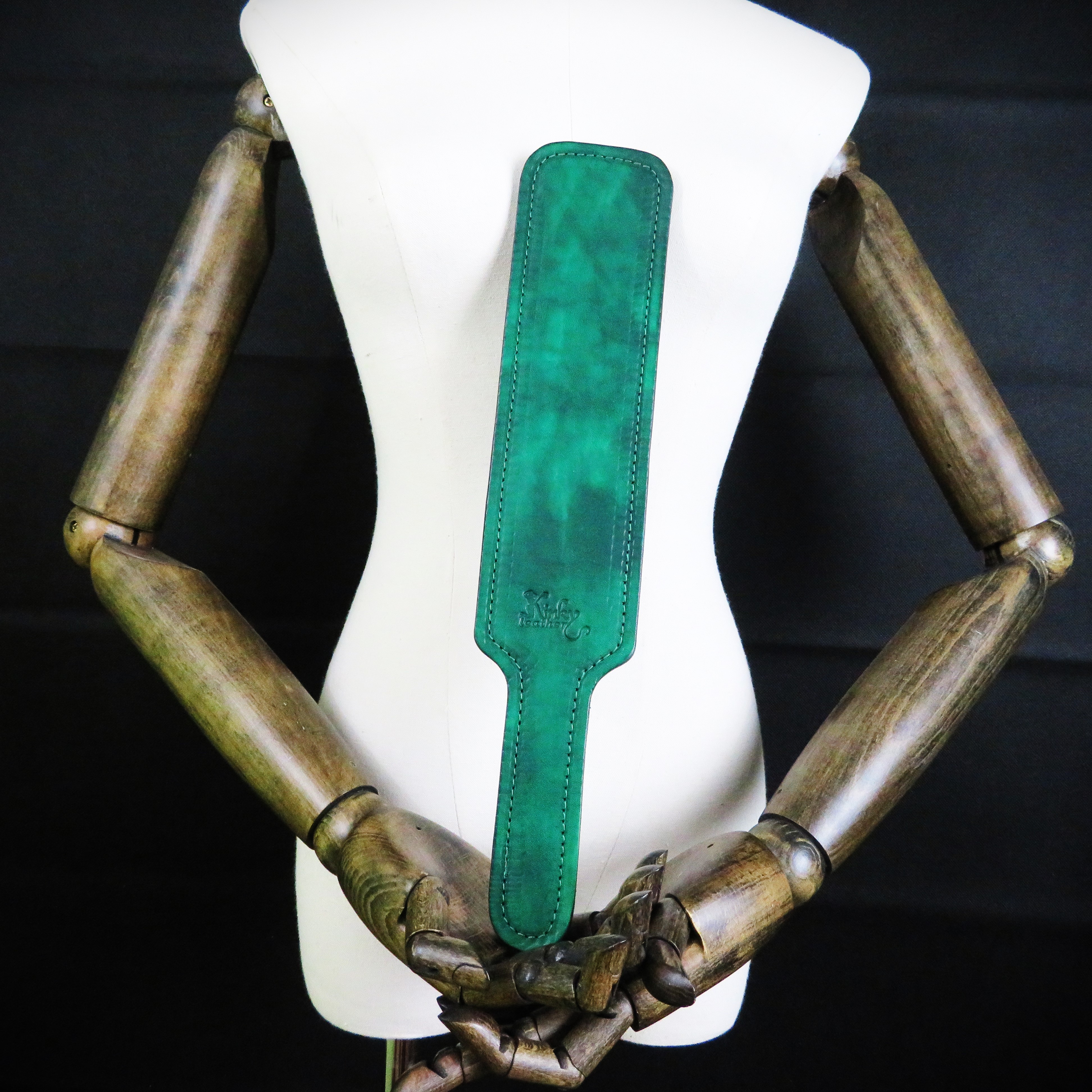 Handmade Green Leather Spanking Paddle – Durable & Elegant