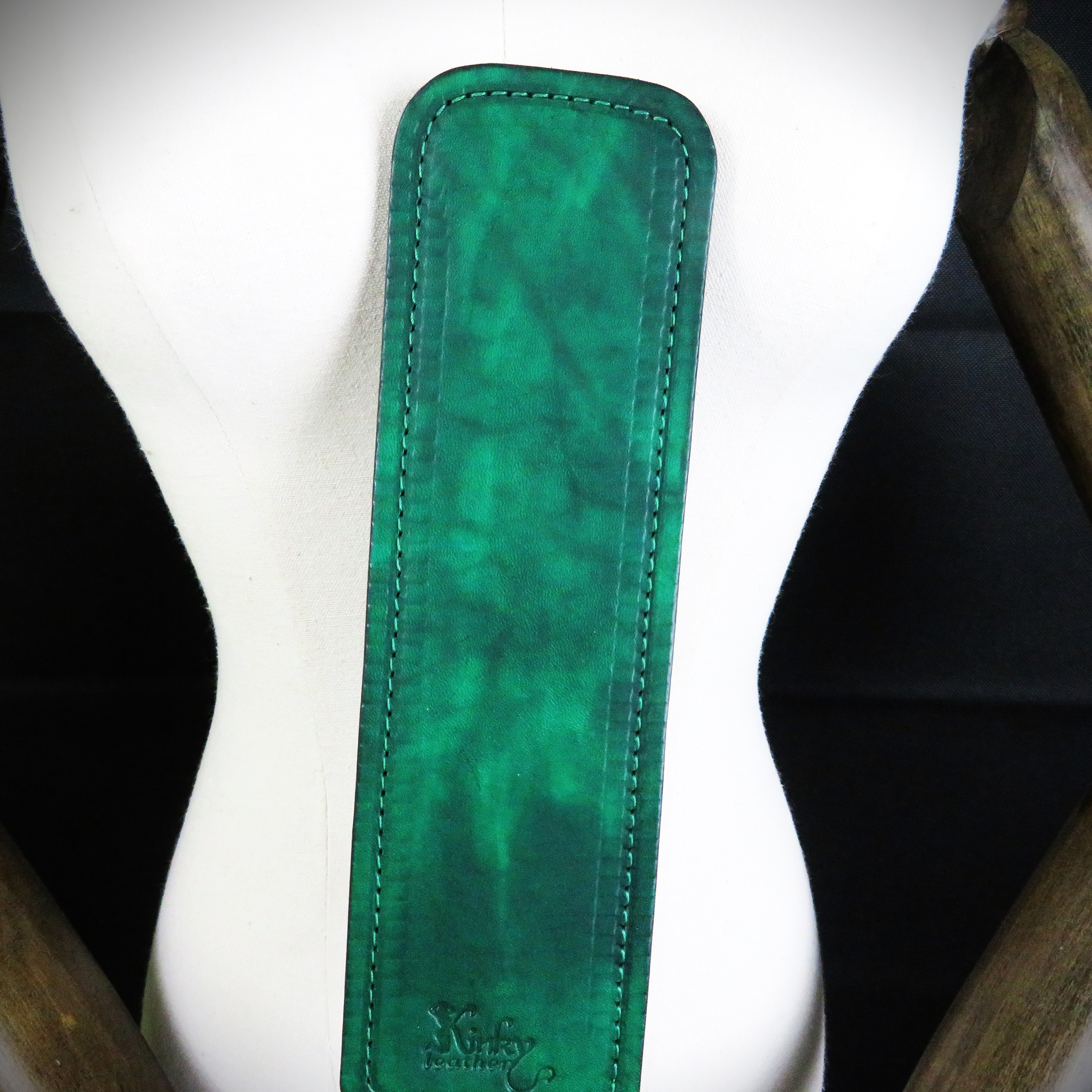 Handmade Green Leather Spanking Paddle – Durable & Elegant