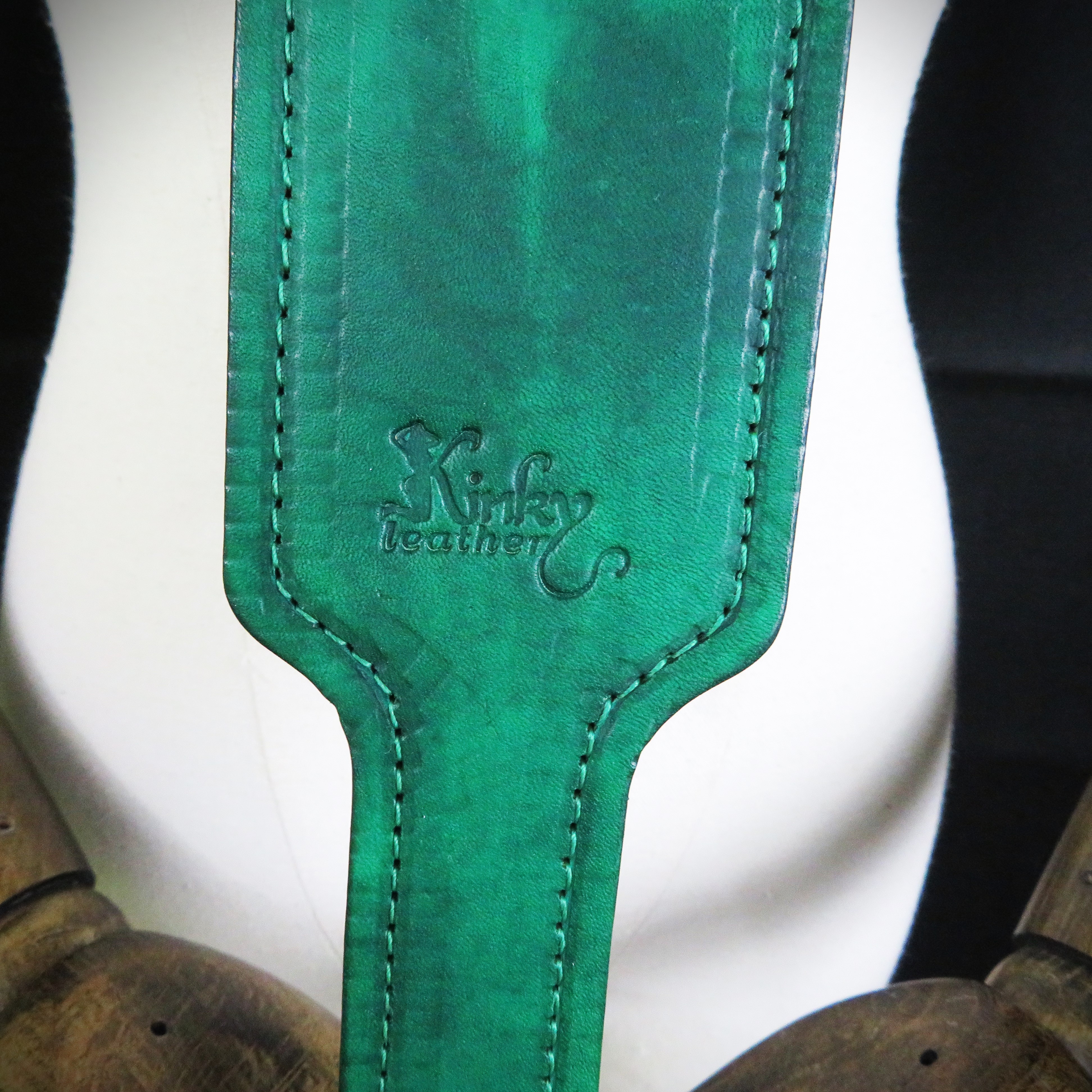 Handmade Green Leather Spanking Paddle – Durable & Elegant