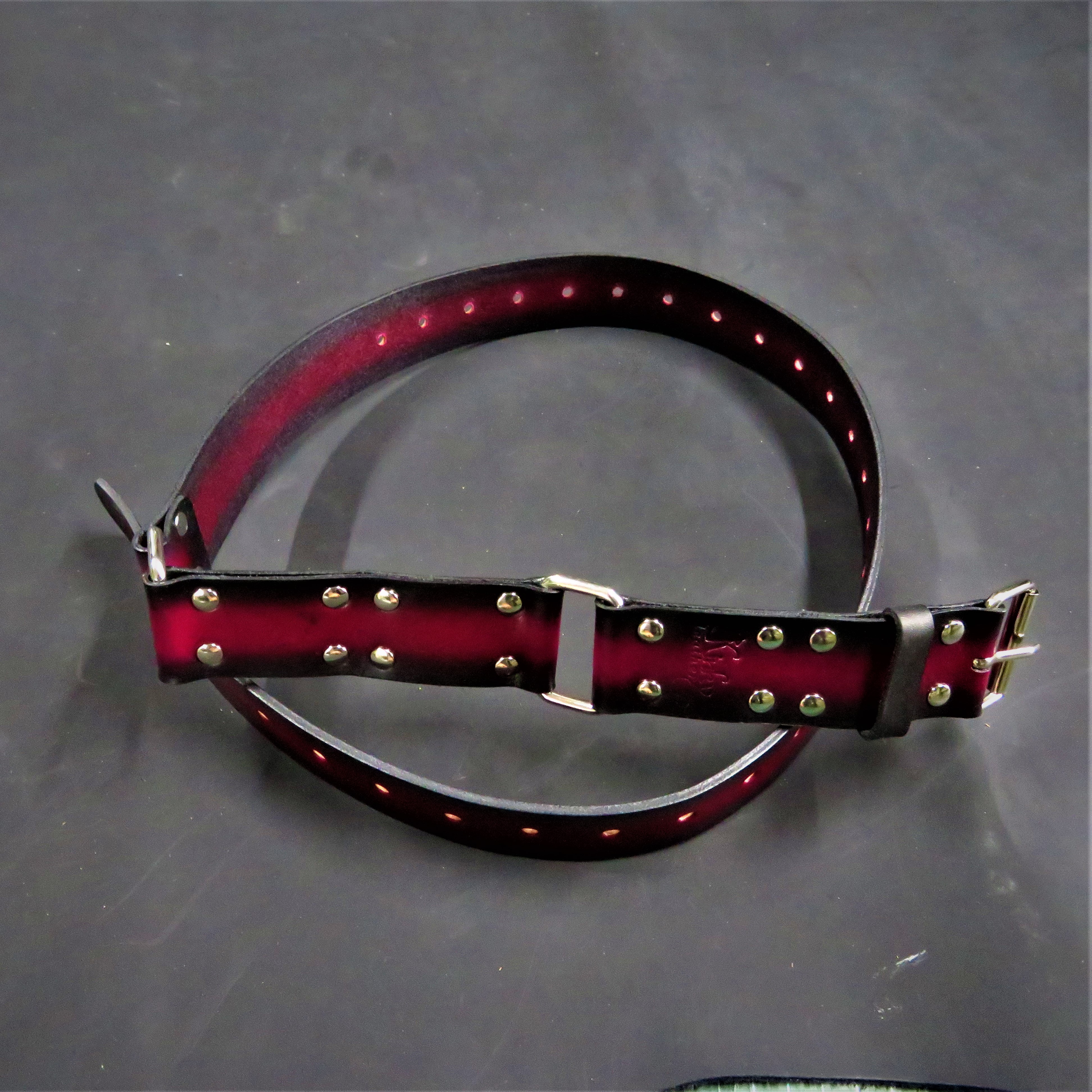 Dual-Purpose Hobble Belt – Red & Black Leather Restraint