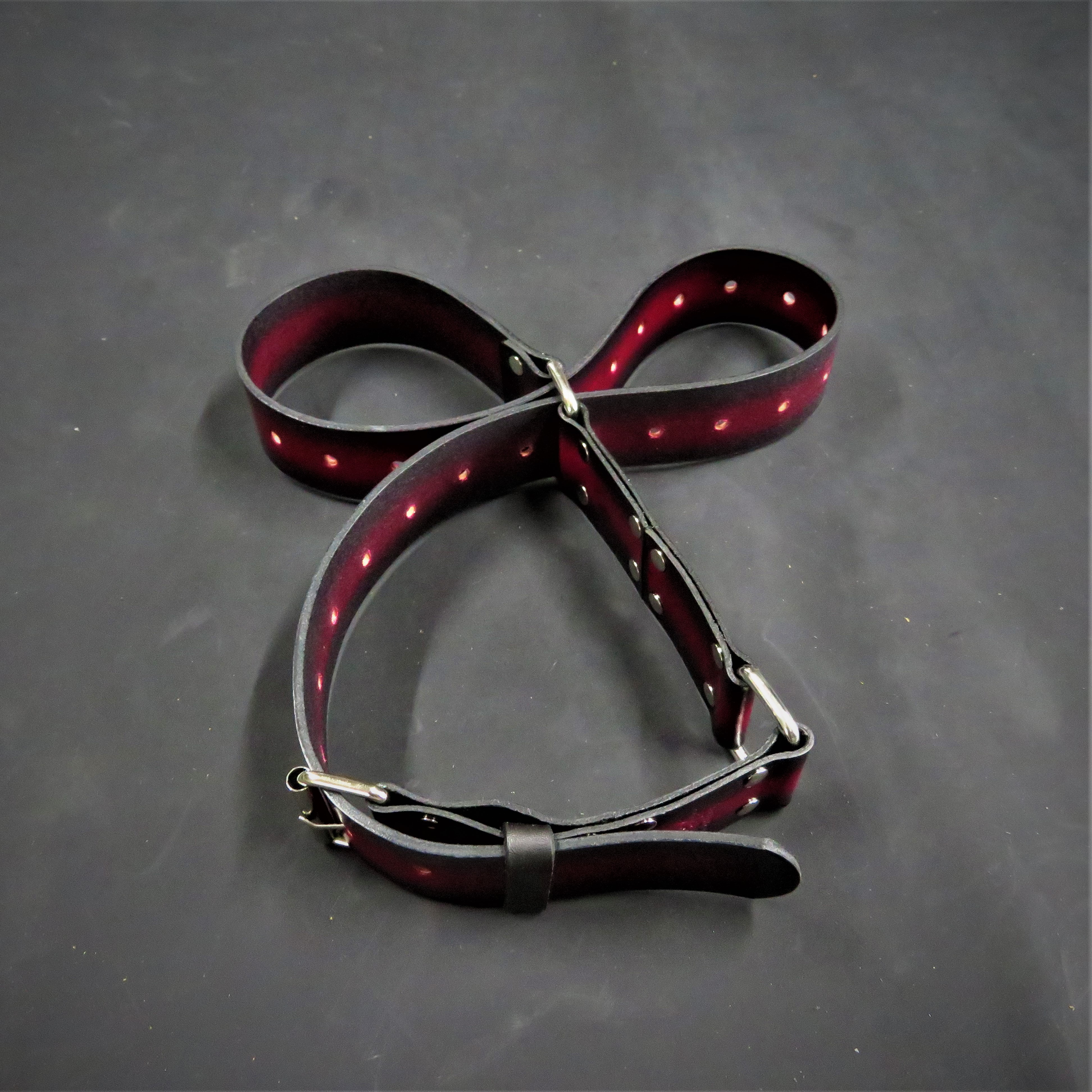 Dual-Purpose Hobble Belt – Red & Black Leather Restraint