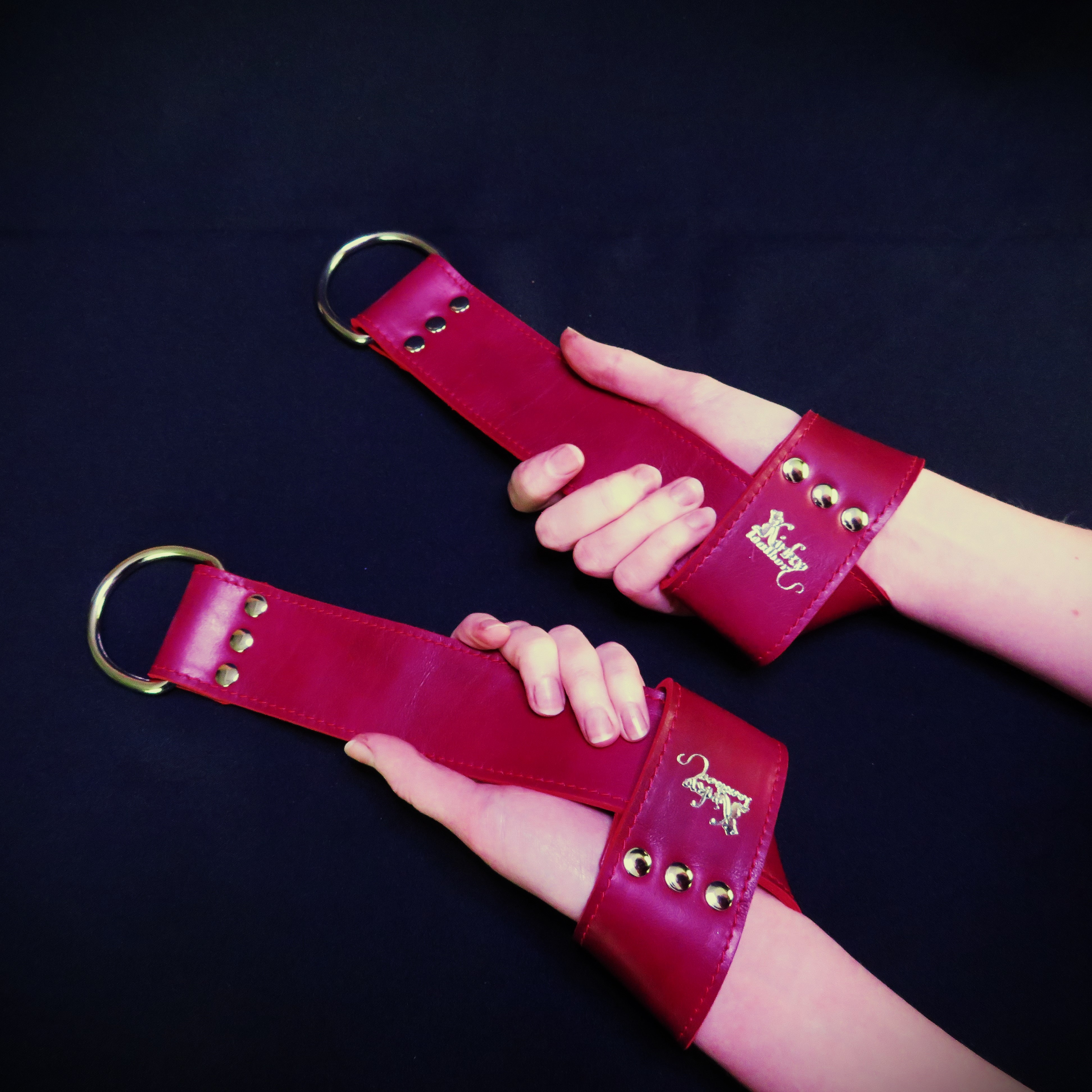 Handmade Red Leather Suspension Cuffs – Durable & Stylish