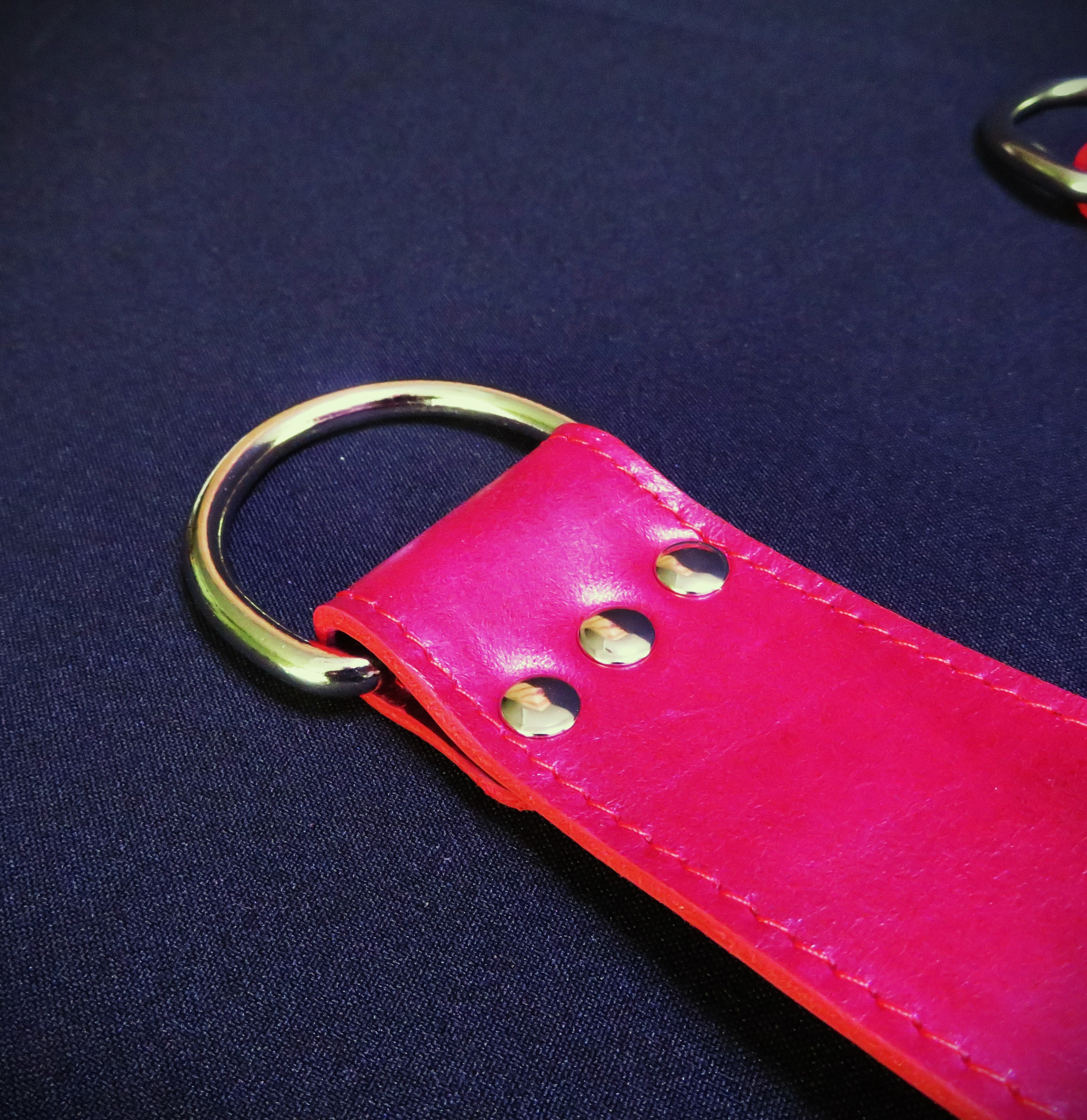 Handmade Red Leather Suspension Cuffs – Durable & Stylish