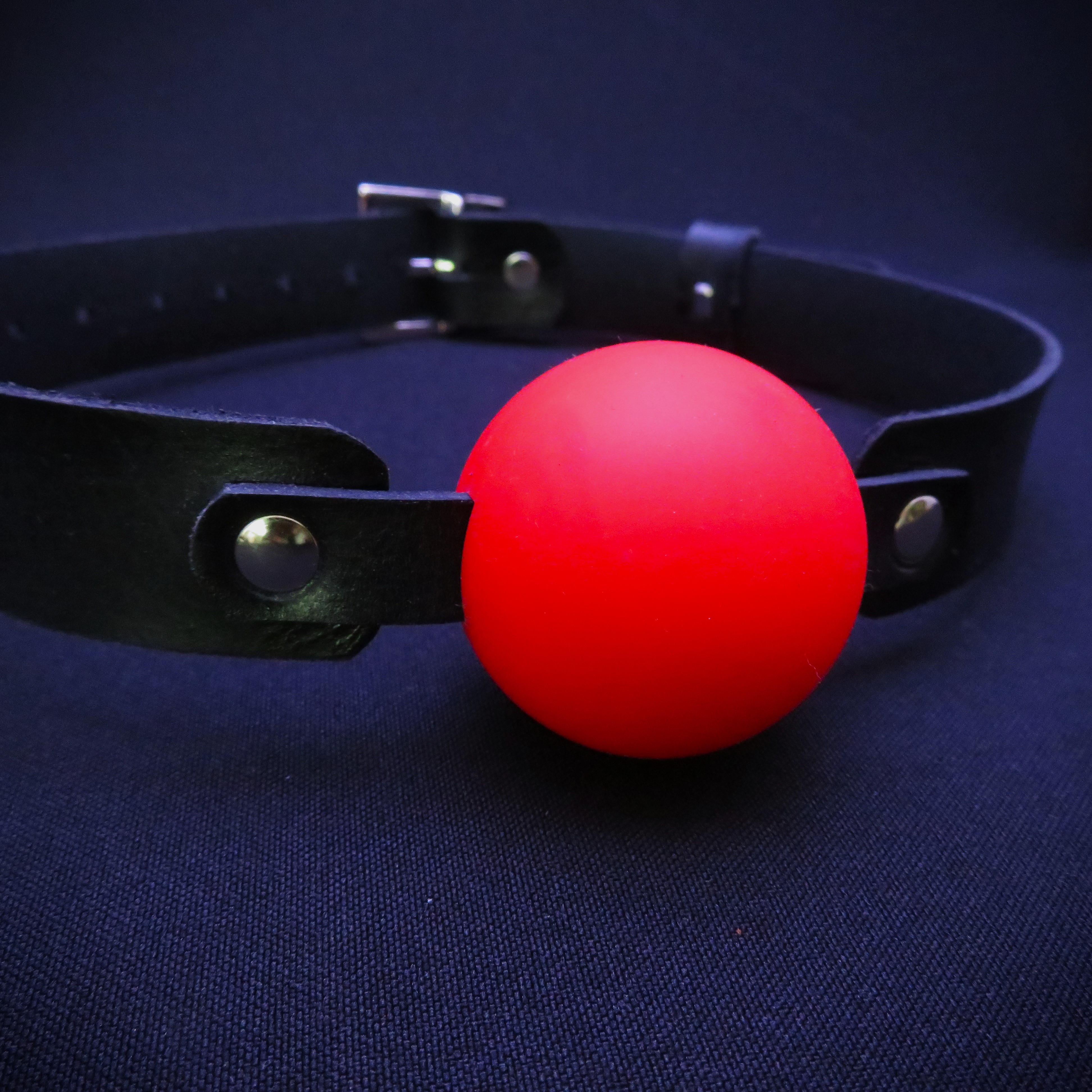 Red Silicone Ball Gag with Black Leather Strap – Elegant & Comfortable Restraint